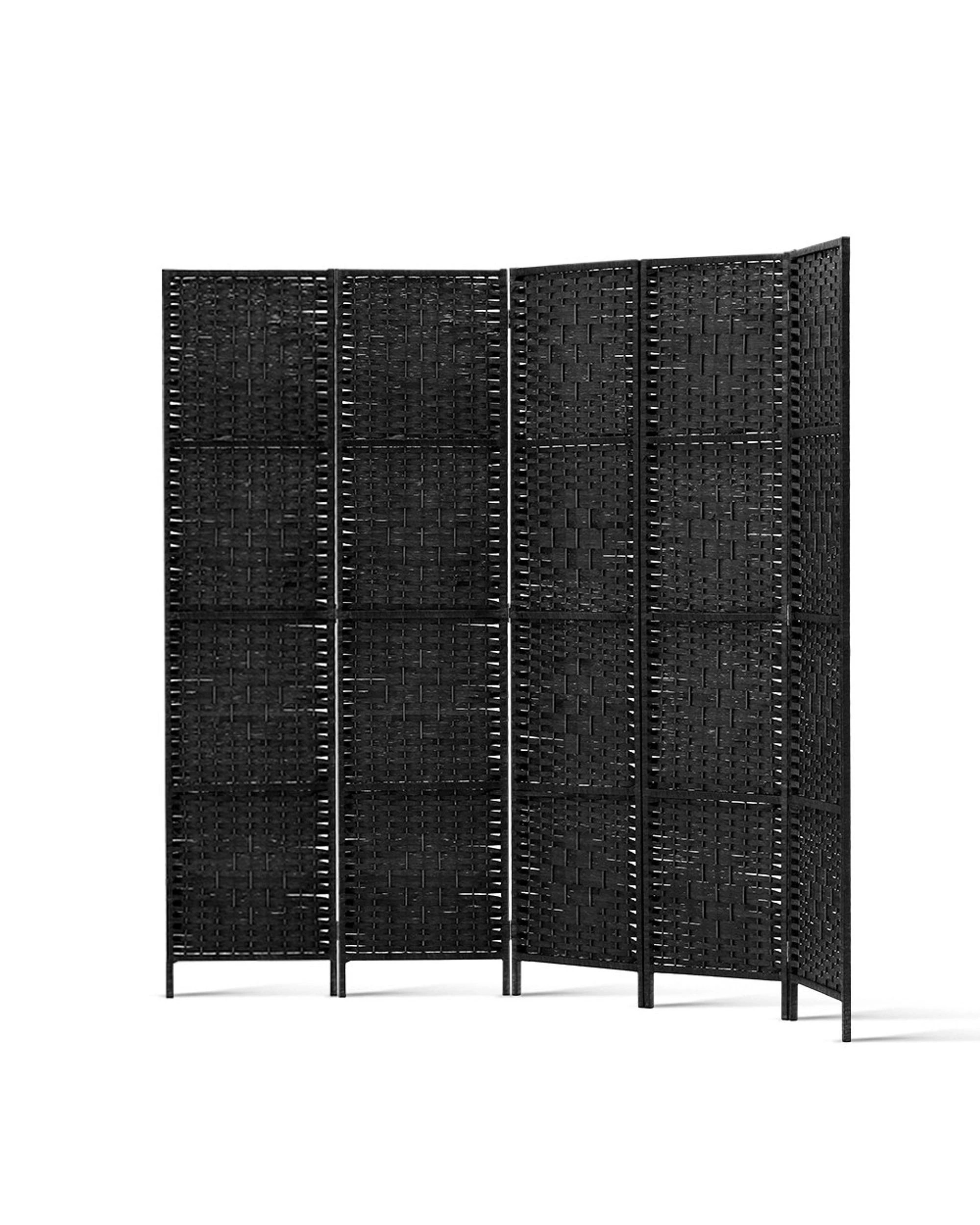 3 Artiss 4 Panel Room Divider Screen 163x170cm Woven
 - Black, 3 of 3