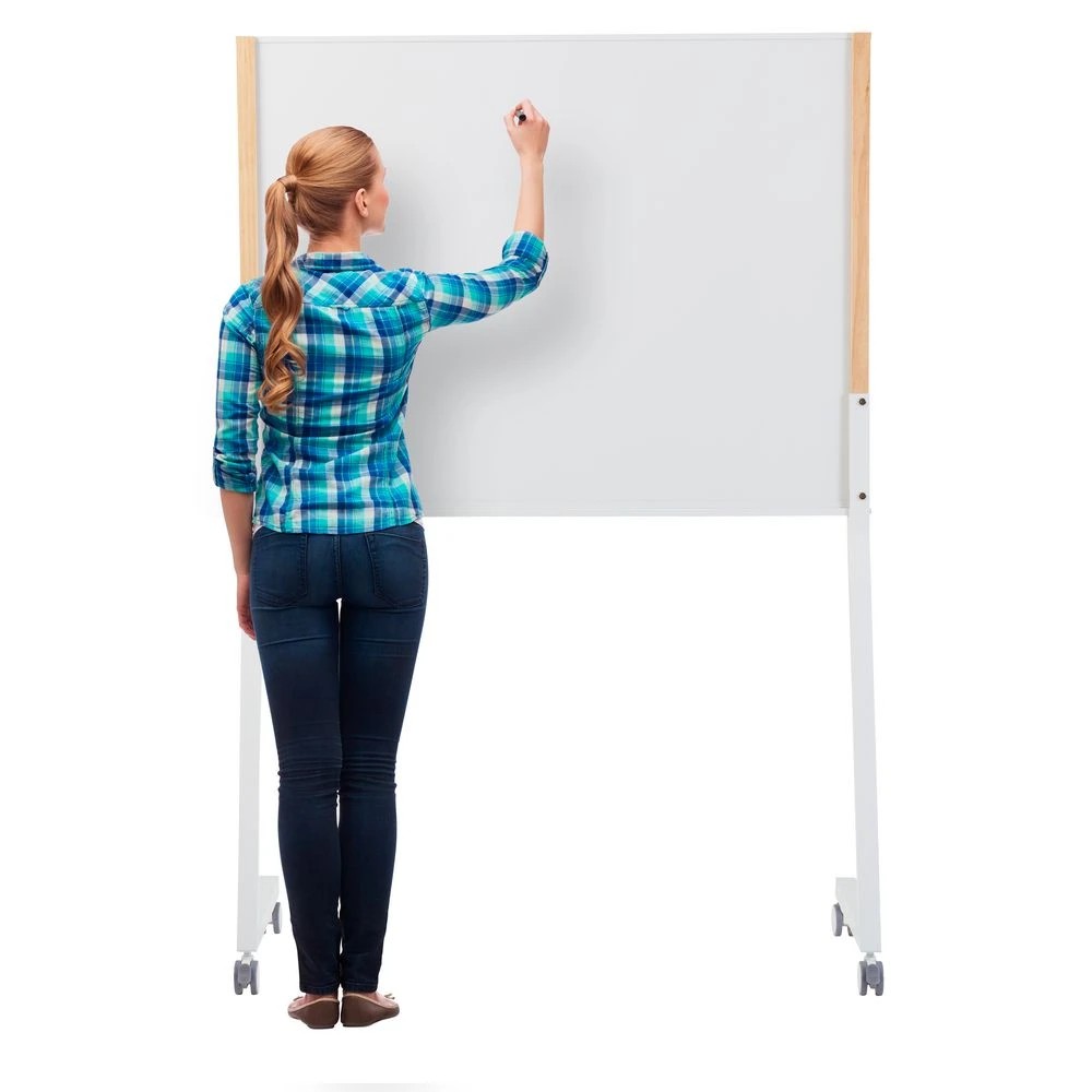 4 J.Burrows Magnetic Mobile Whiteboard 900x1200mm White Frame, 4 of 4