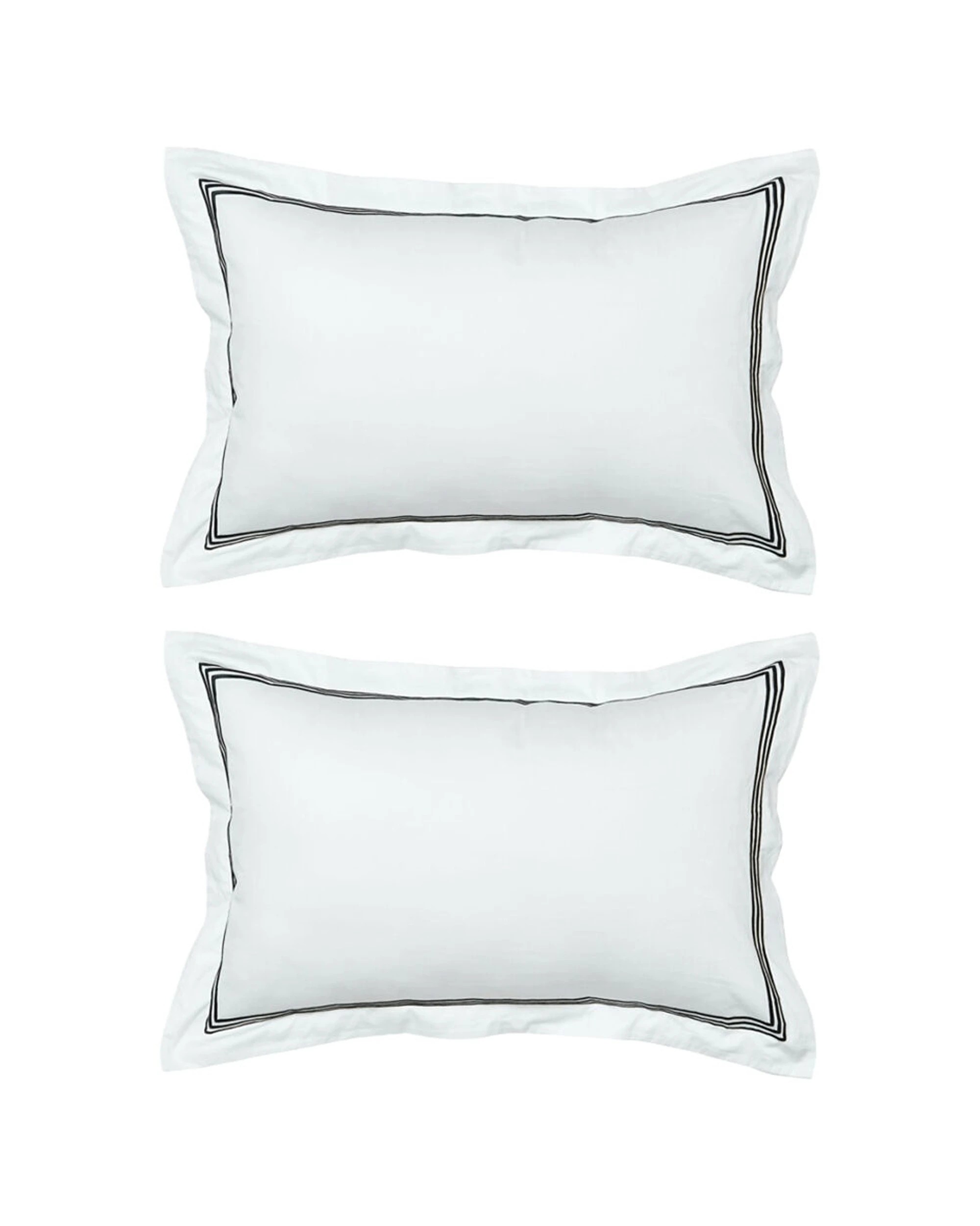 1 Grosvenor House 2PK 500TC Hotel Embroidered Tailored Pillowcases With Black - White, 1 of 3
