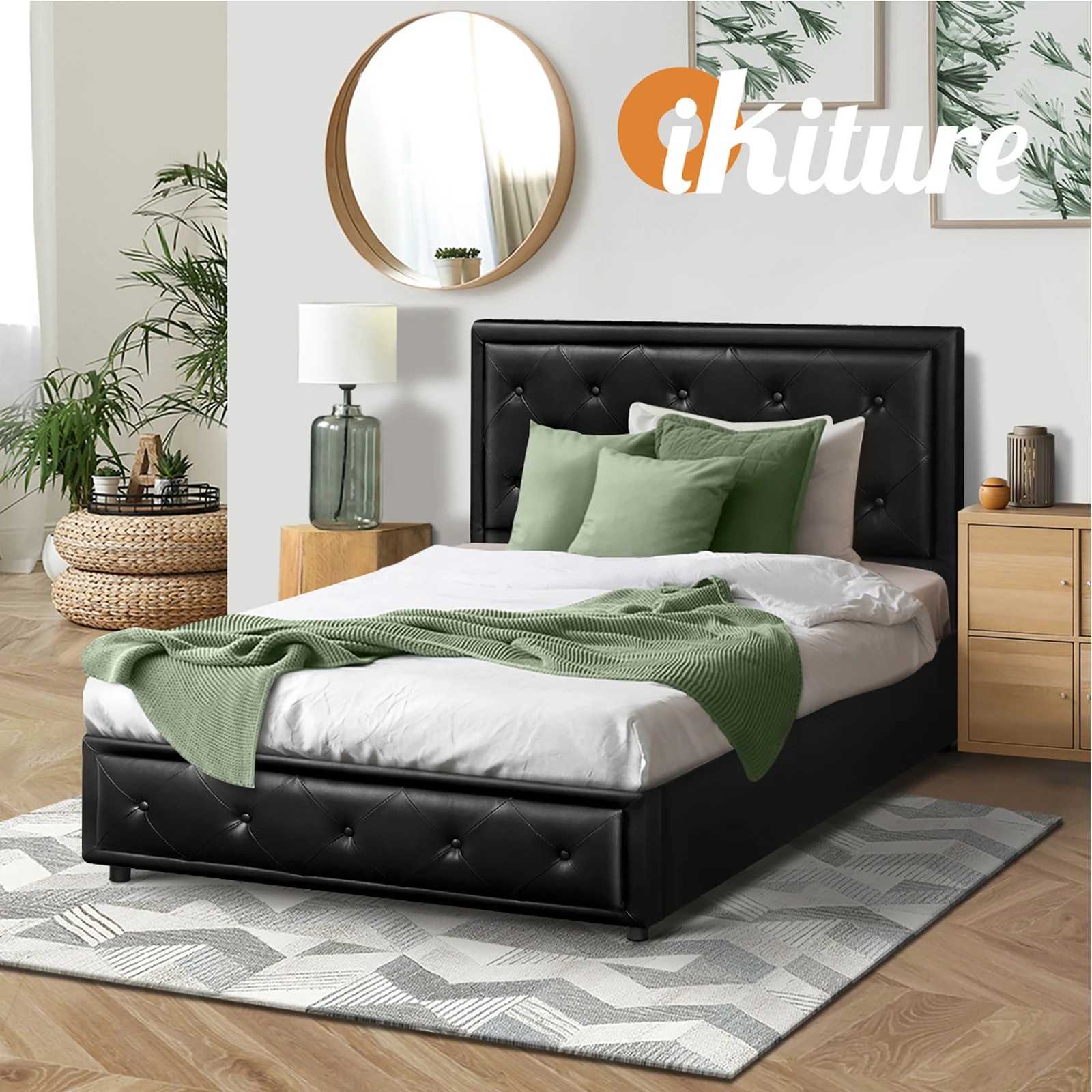 6 Oikiture King Single Bed Frame Gas Lift Base With Storage Enzo
 - Black, 6 of 10