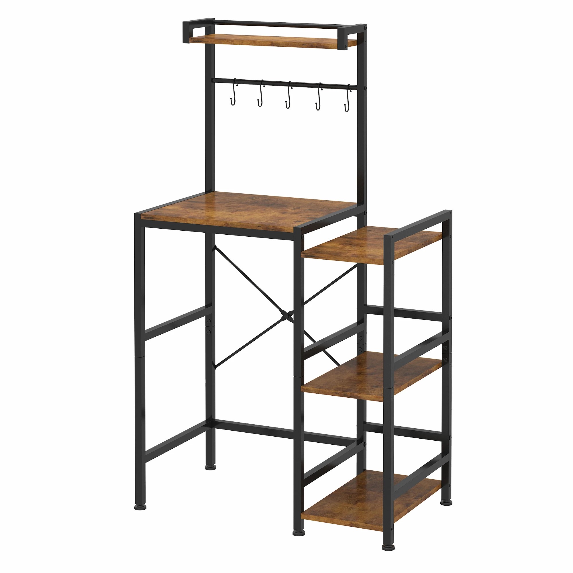 1 Advwin 5 Tier Mini Fridge Shelf w/ Ample Storage Space & Hooks - Brown, 1 of 8