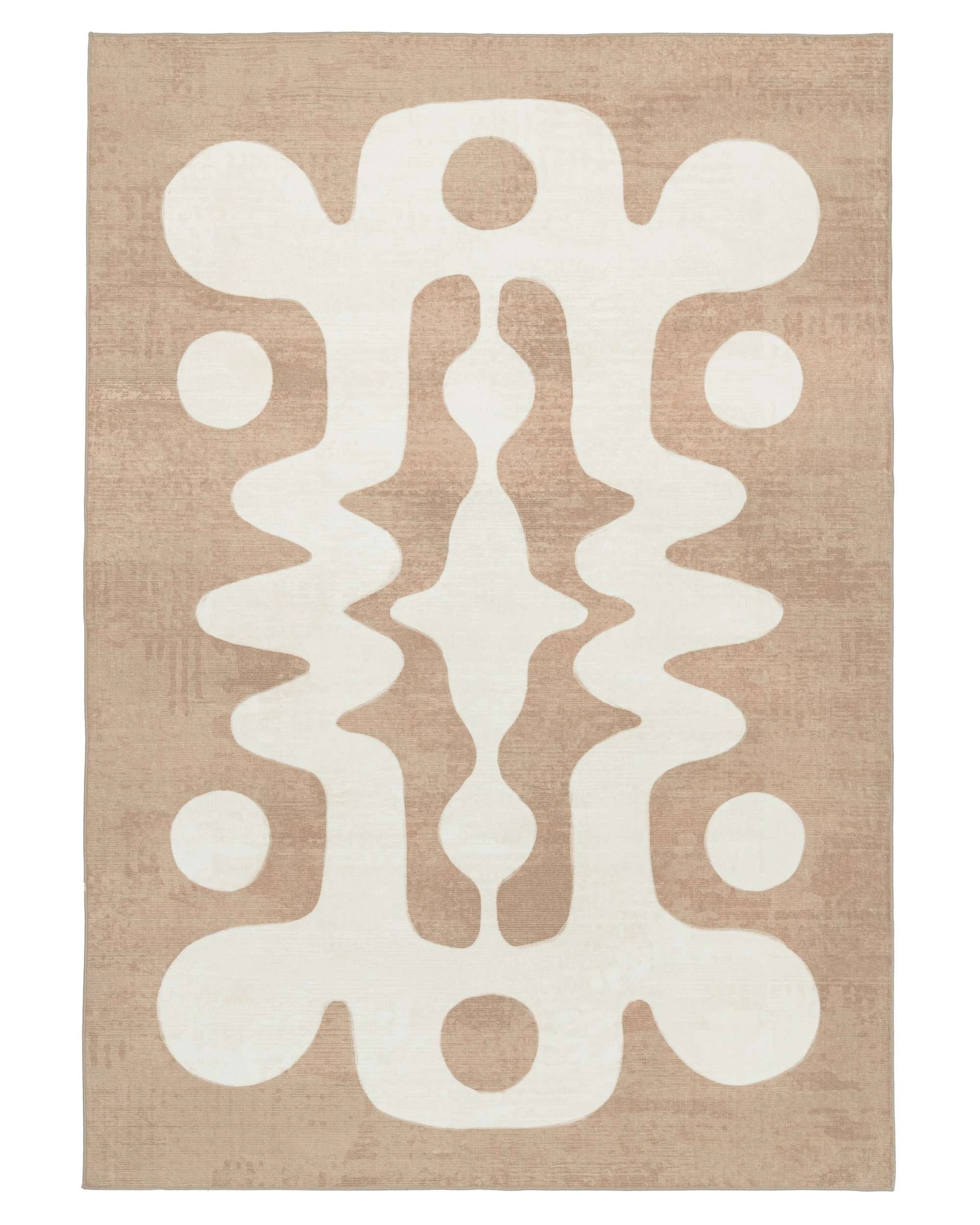 1 Loopsie Farino Abstract Washable Rug-370cm x 270cm - Beige, 1 of 8