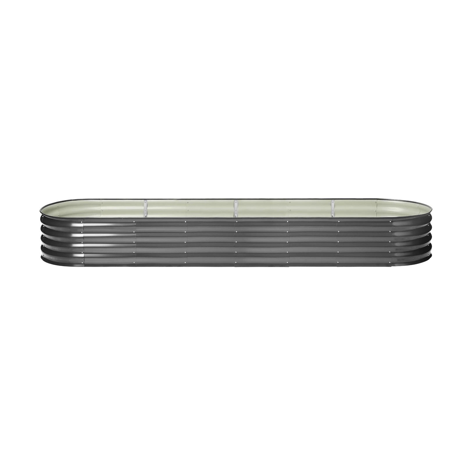 7 Livsip Galvanised Raised Garden Bed Steel Instant Planter Oval 320X80X42CM - Grey, 7 of 8