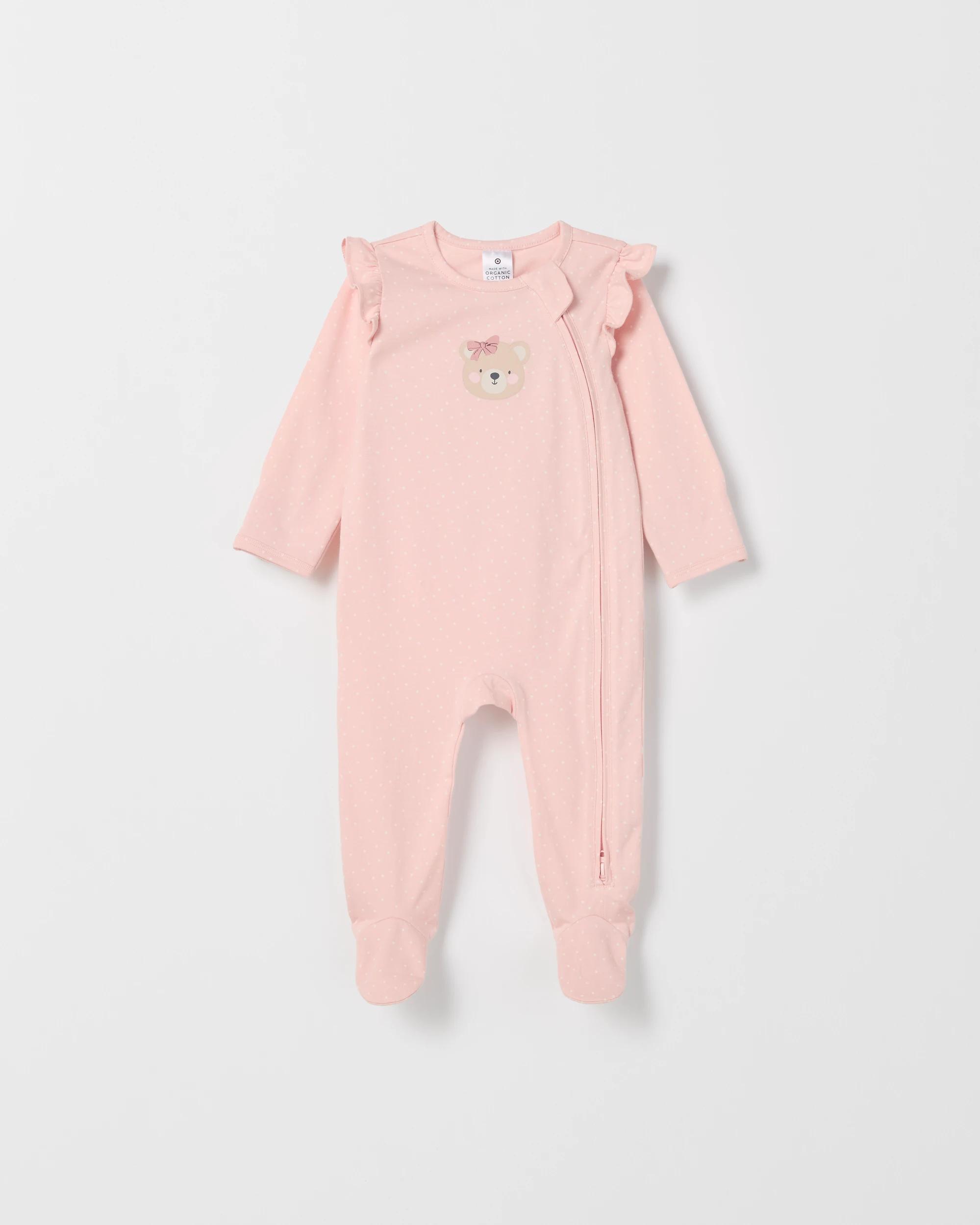 2 Target Baby Organic Cotton 3 Pack Zip Coverall BEAR BOW LOTUS, 2 of 6
