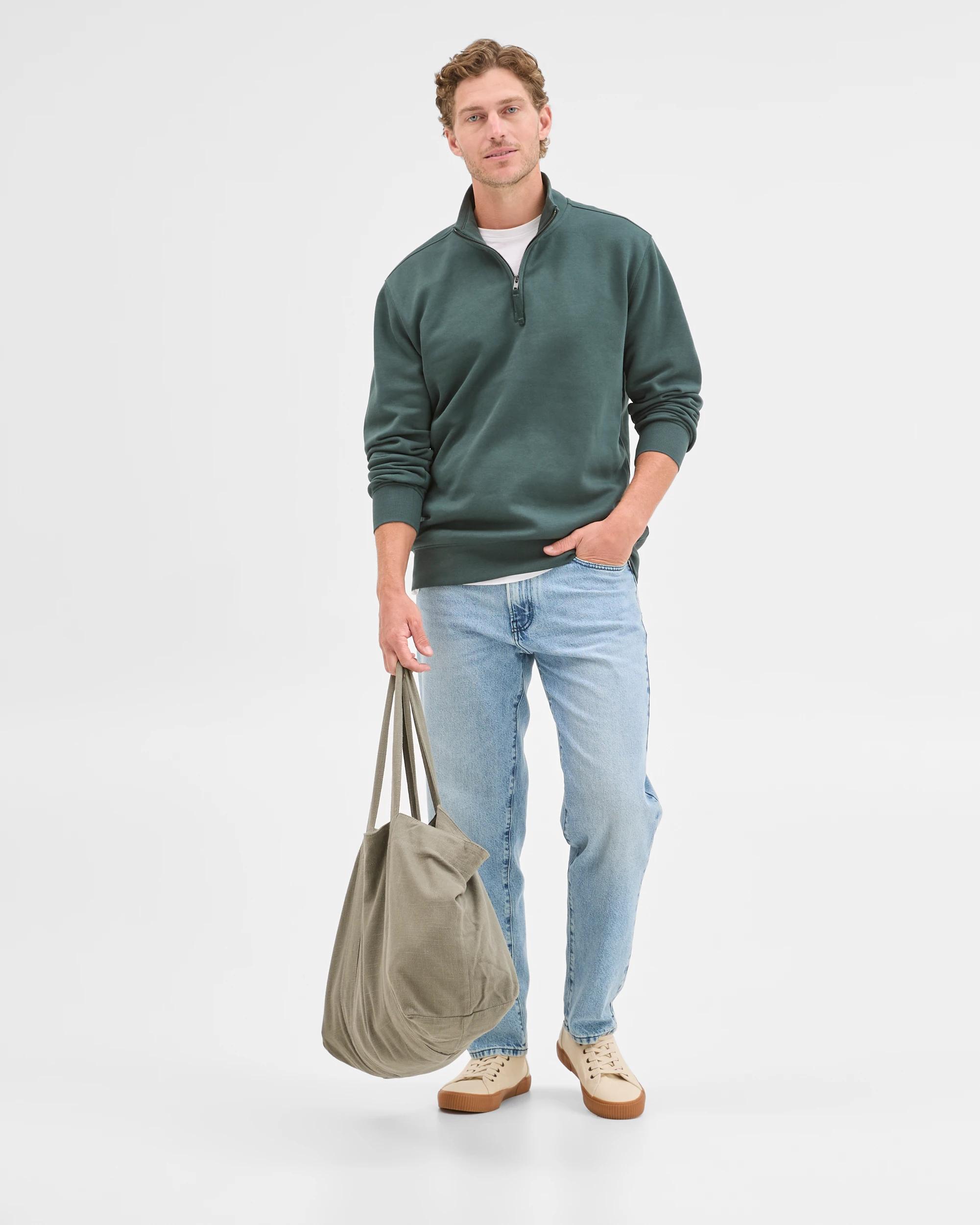 3 Target Man Australian Cotton Blend Fleece 1/2 Zip Top DARK GREEN, 3 of 6