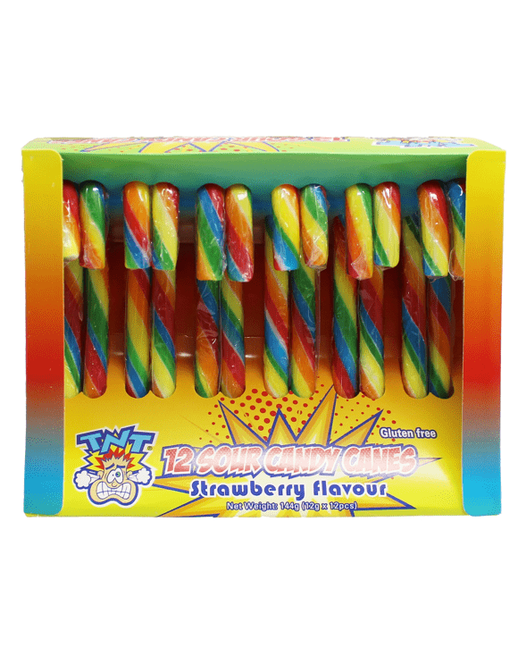 12 Pack TNT Sour Candy Canes 144g