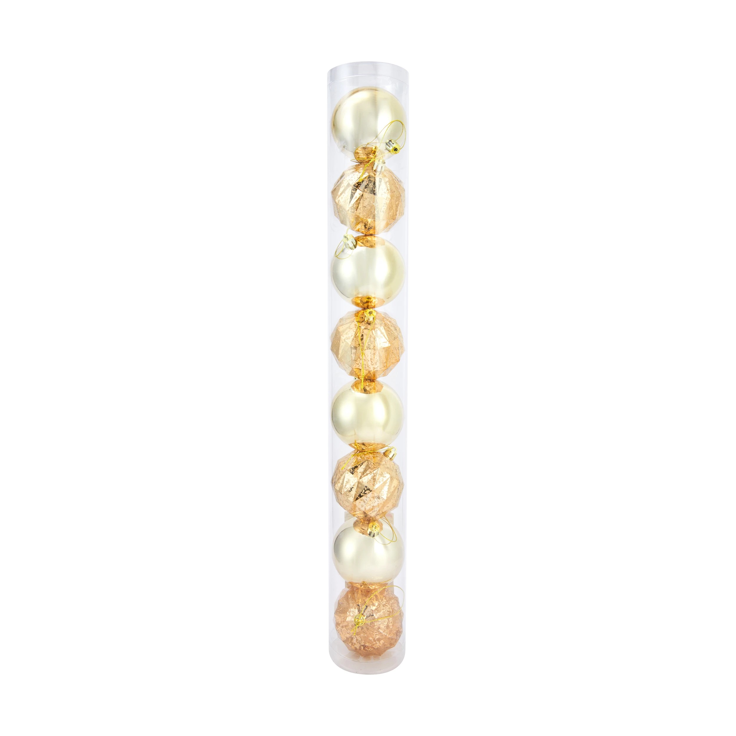 1 8 Pack 8cm Gold Baubles, 1 of 6