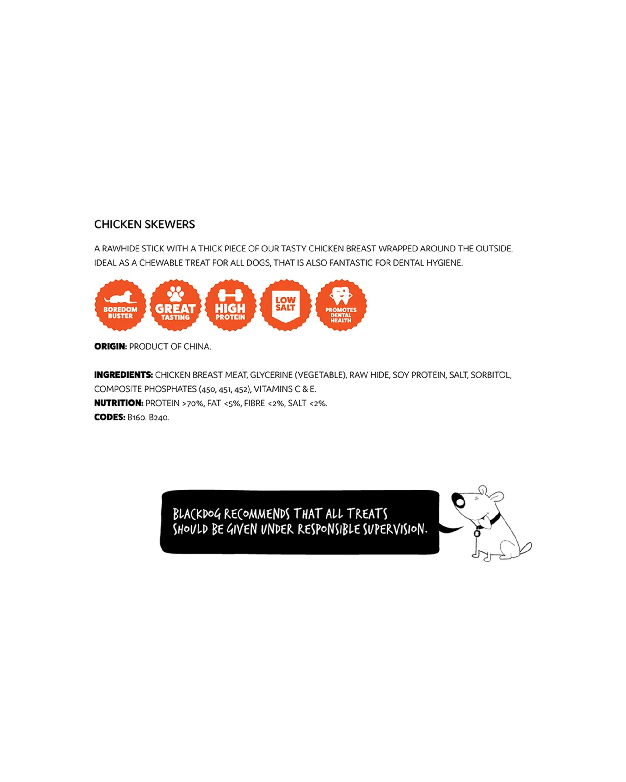 2 Blackdog Chicken Skewers Dog Treats High Protein Promotes Dental Health 1kg - Brown, 2 of 3