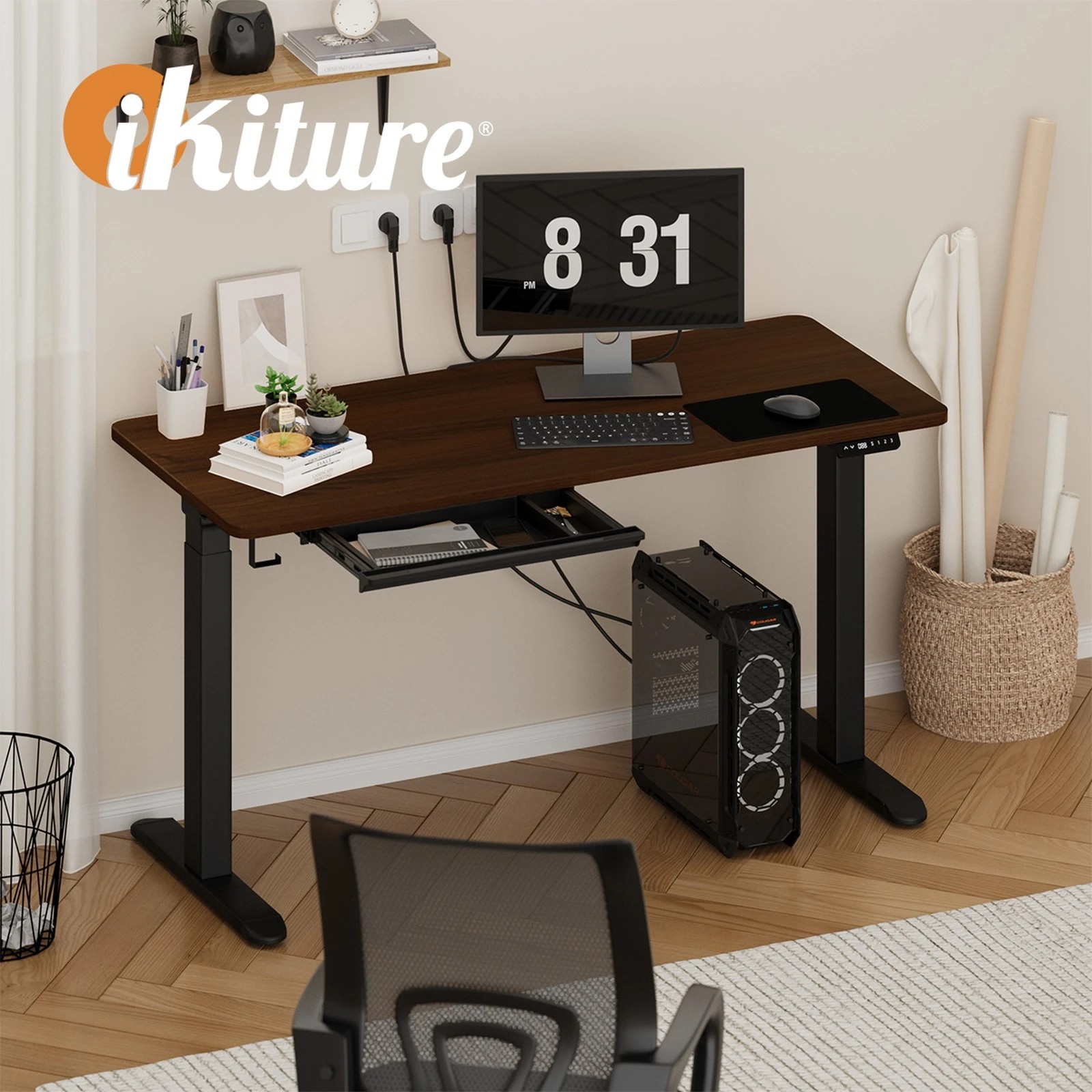 3 Oikiture 160cm Electric Standing Desk With Drawer Height Adjustable
 - Multi, 3 of 4