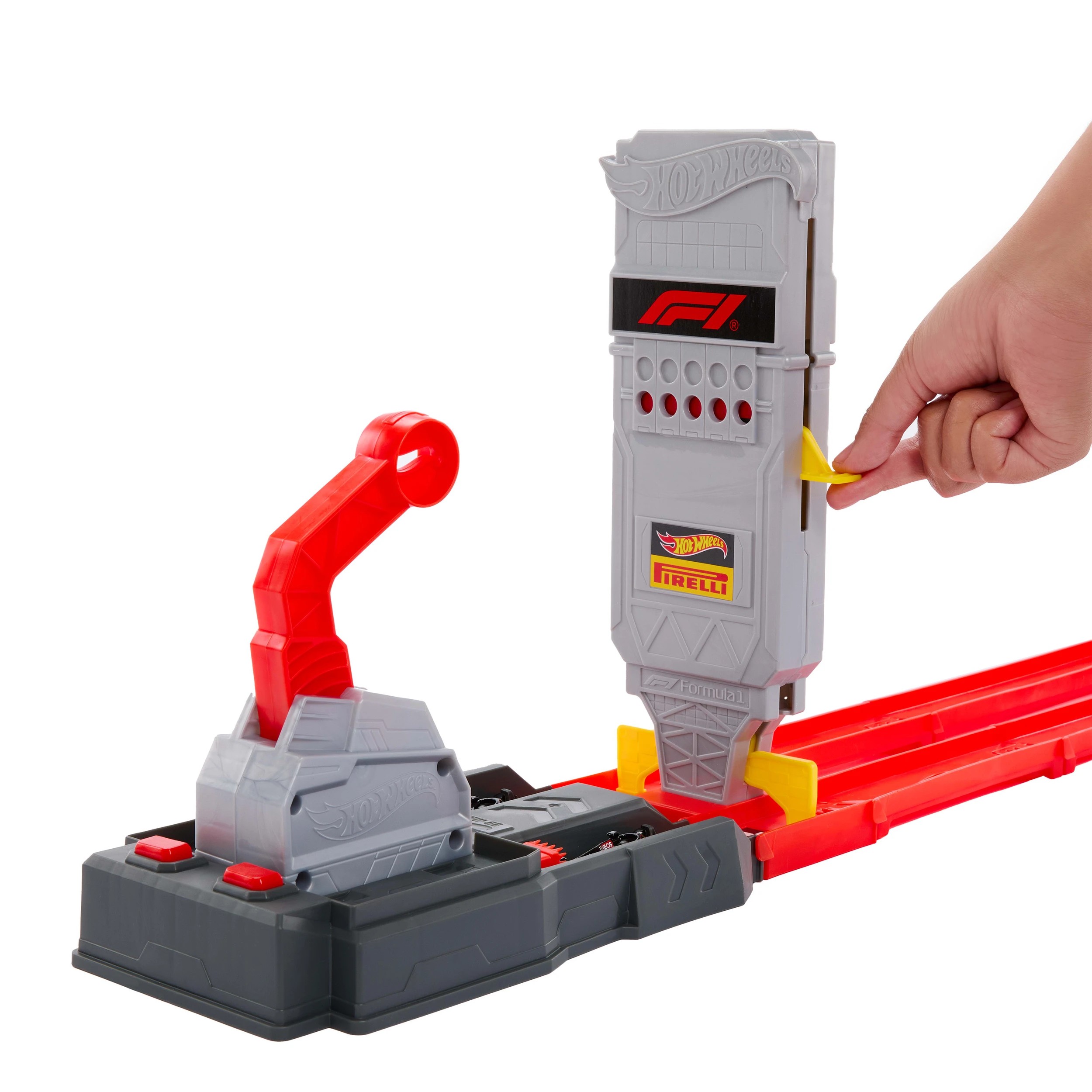 5 Hot Wheels Racing Formula 1 Grid Start Track Set & 2 Die-Cast F1 Cars in 1:64 Scale, 5 of 6