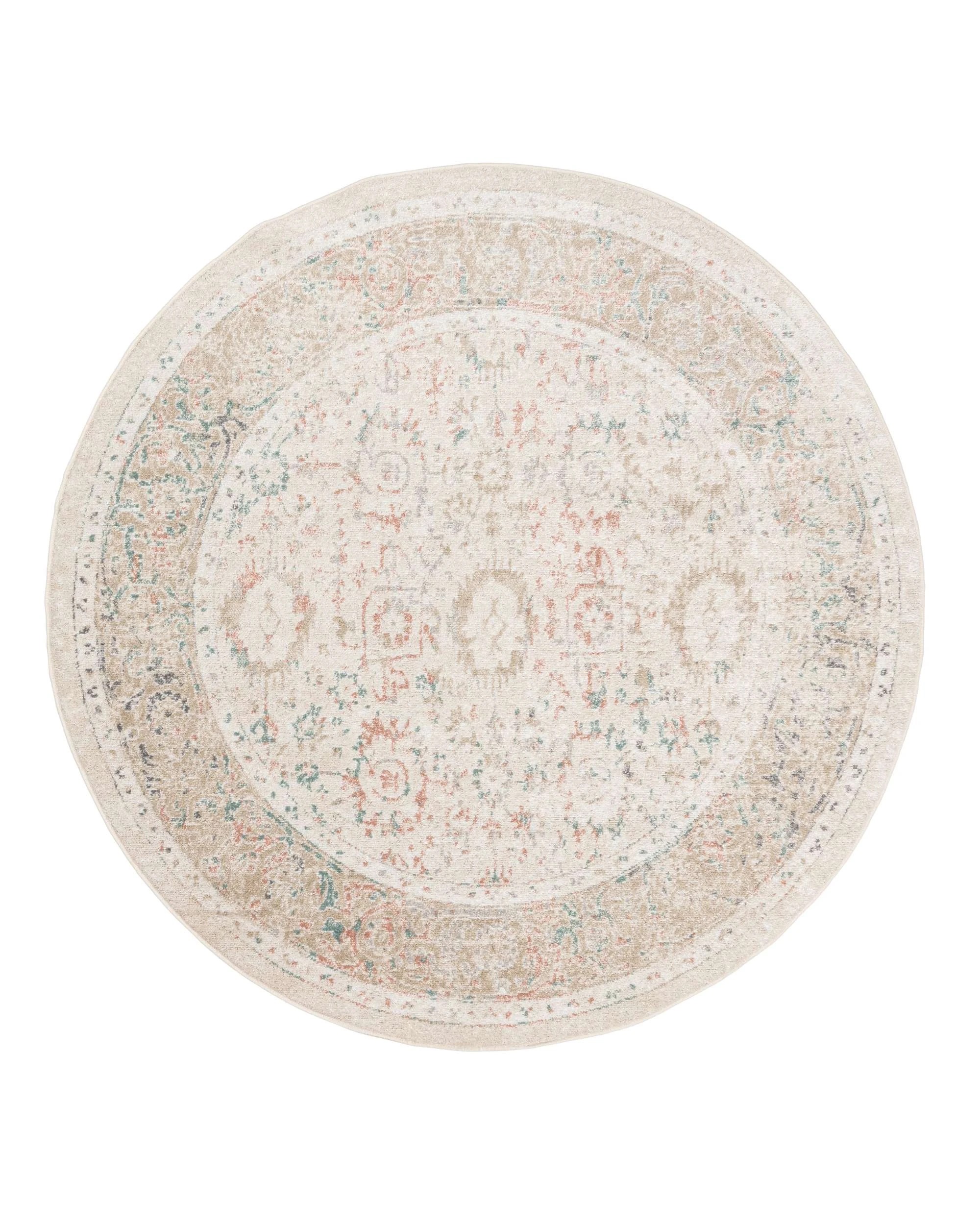 1 Loopsie Seymour Traditional Floral Round Rug-160cm x 160cm - White, 1 of 5