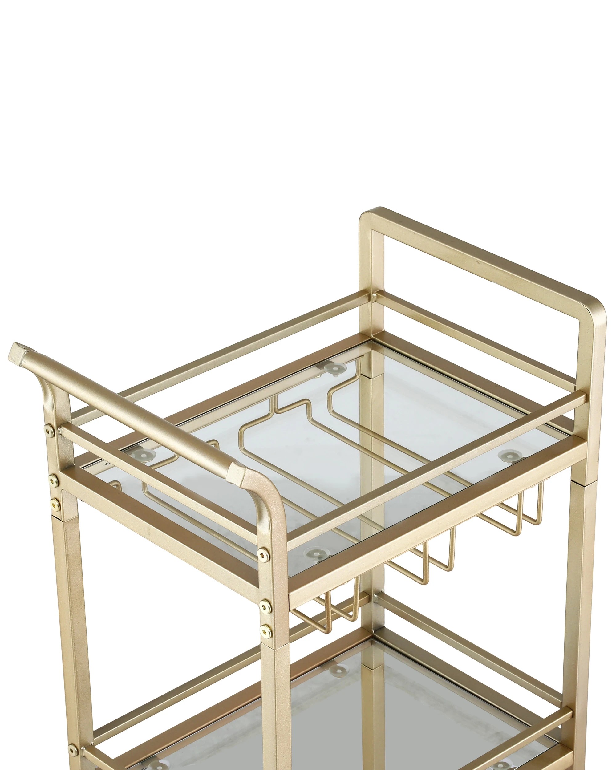 6 Artiss Bar Cart Drinks Trolley Serving Wine Glass Holder Rack Cocktail 43cm - Gold, 6 of 7