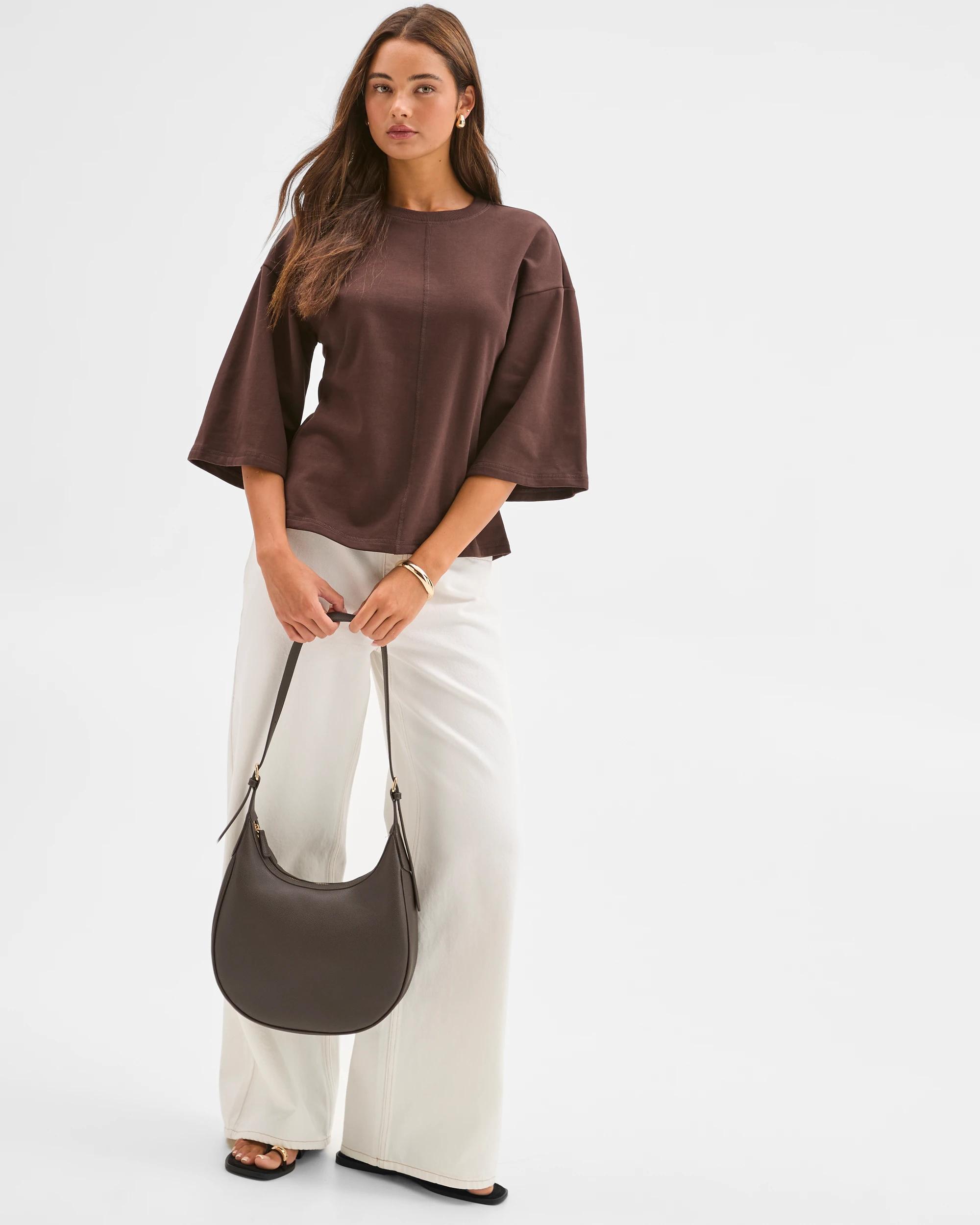 4 Lily Loves Australian Cotton Cinch Waist T-Shirt COFFEE BEAN, 4 of 6
