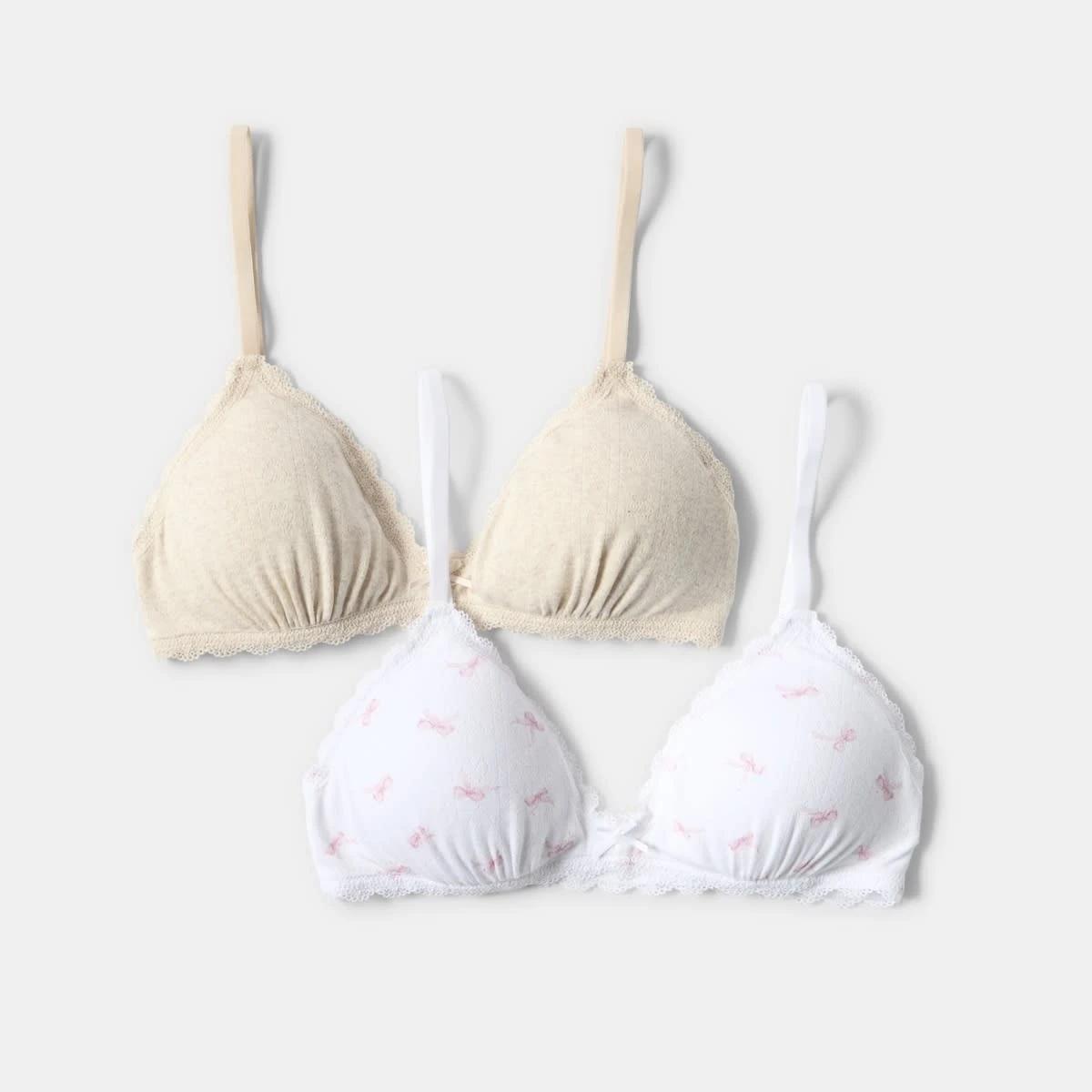 1 2 Pack Pointelle Bralette Pink Bows, 1 of 10