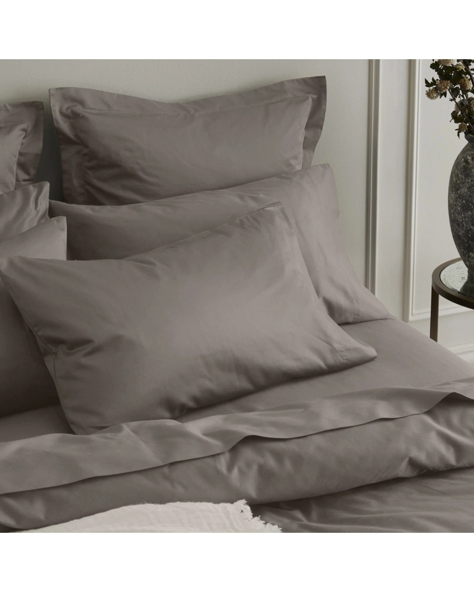 1 Bedding co 2pc Egyptian Cotton Pillow Case Set 1200TC European Simply Taupe - One Size - Beige, 1 of 4
