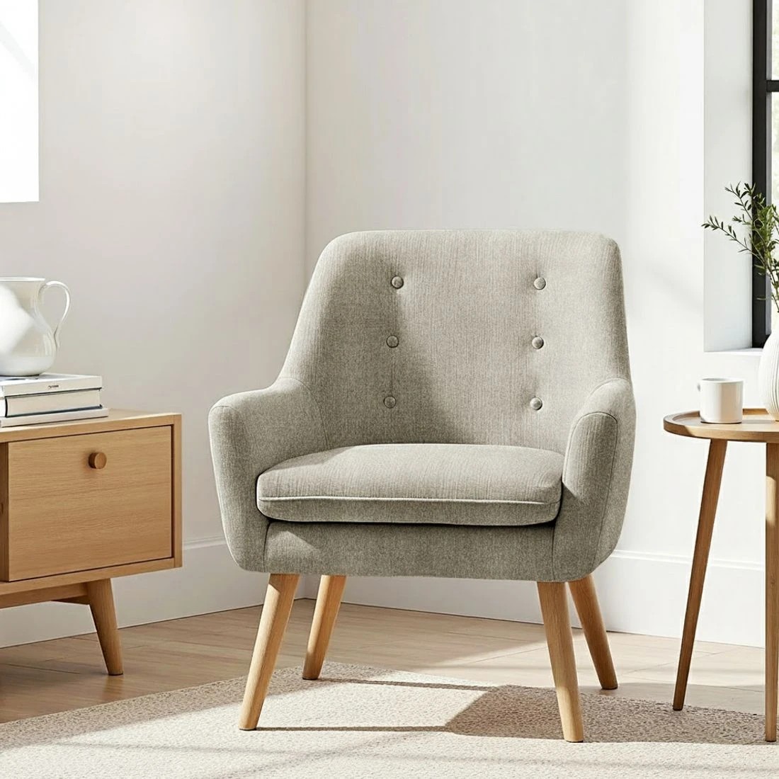 3 Artiss 2X Armchair Lounge Chair Accent Tub Chair  ANNE - Natural, 3 of 5