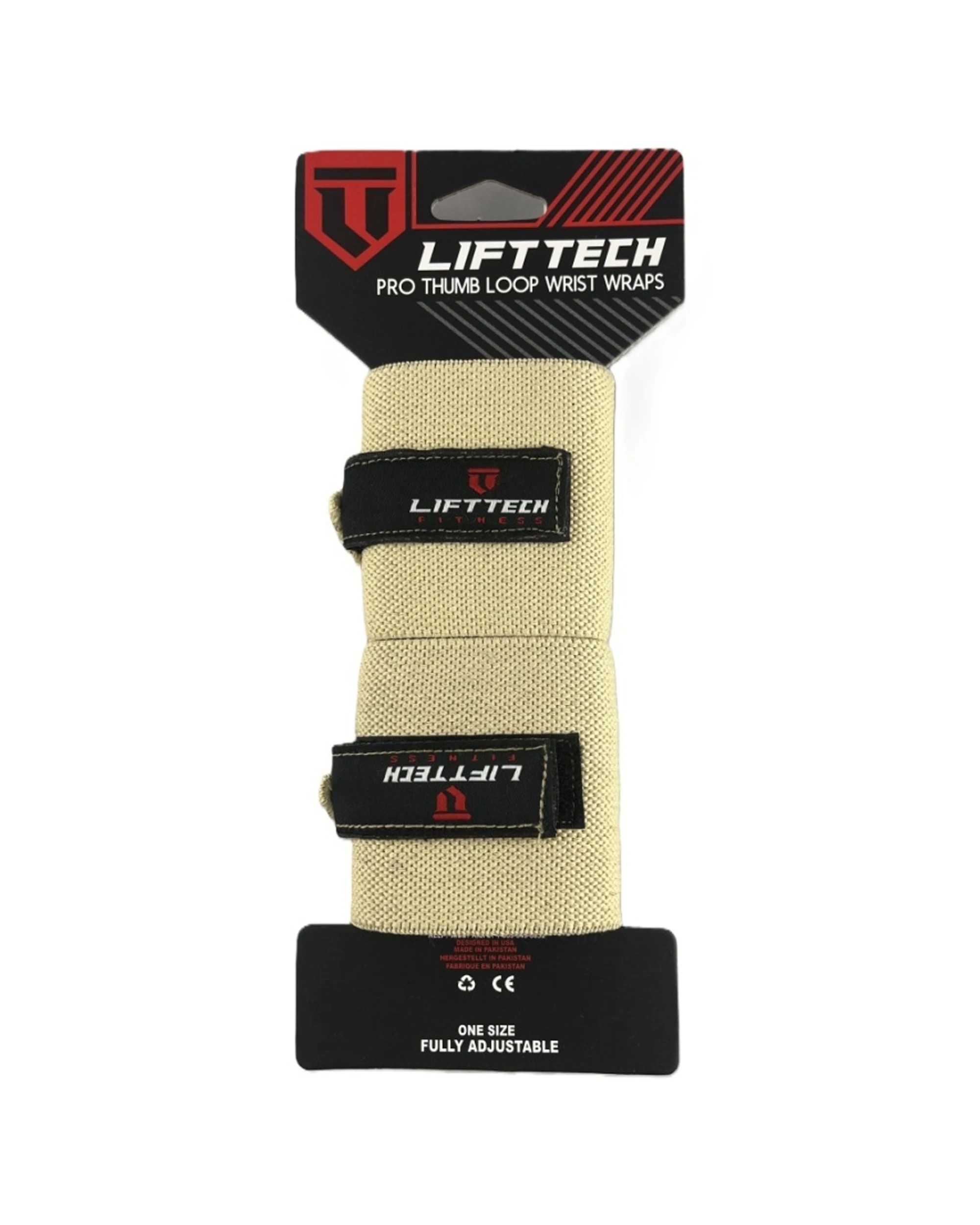 1 Lift-Tech Fitness 2pc Pro Thumb Loop Wrist Support Adjustable Wrap 20 Inch Skin - Beige, 1 of 3