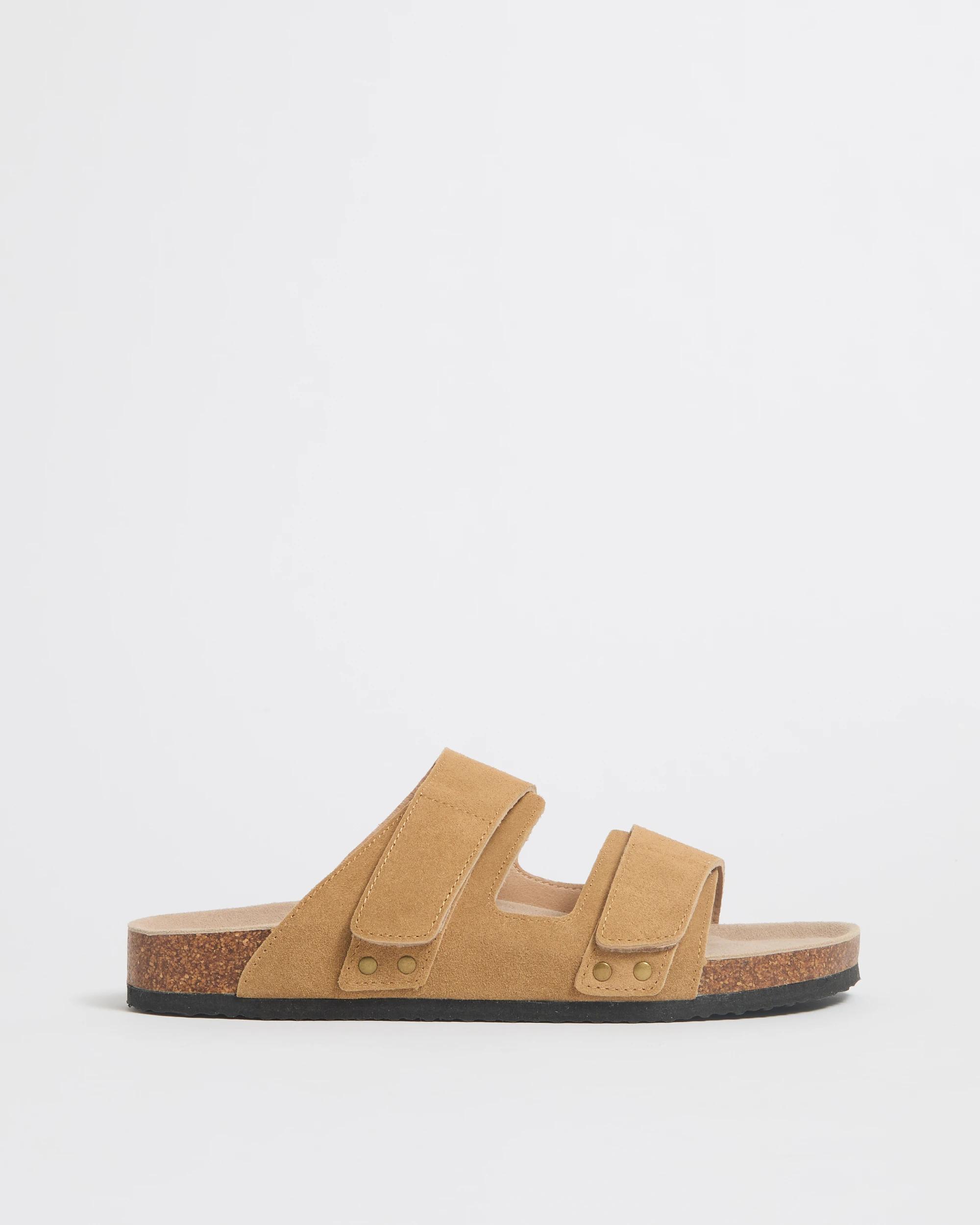1 Target Man Adjustable Suede Leather Moulded Cork Sandals CHESTNUT, 1 of 4