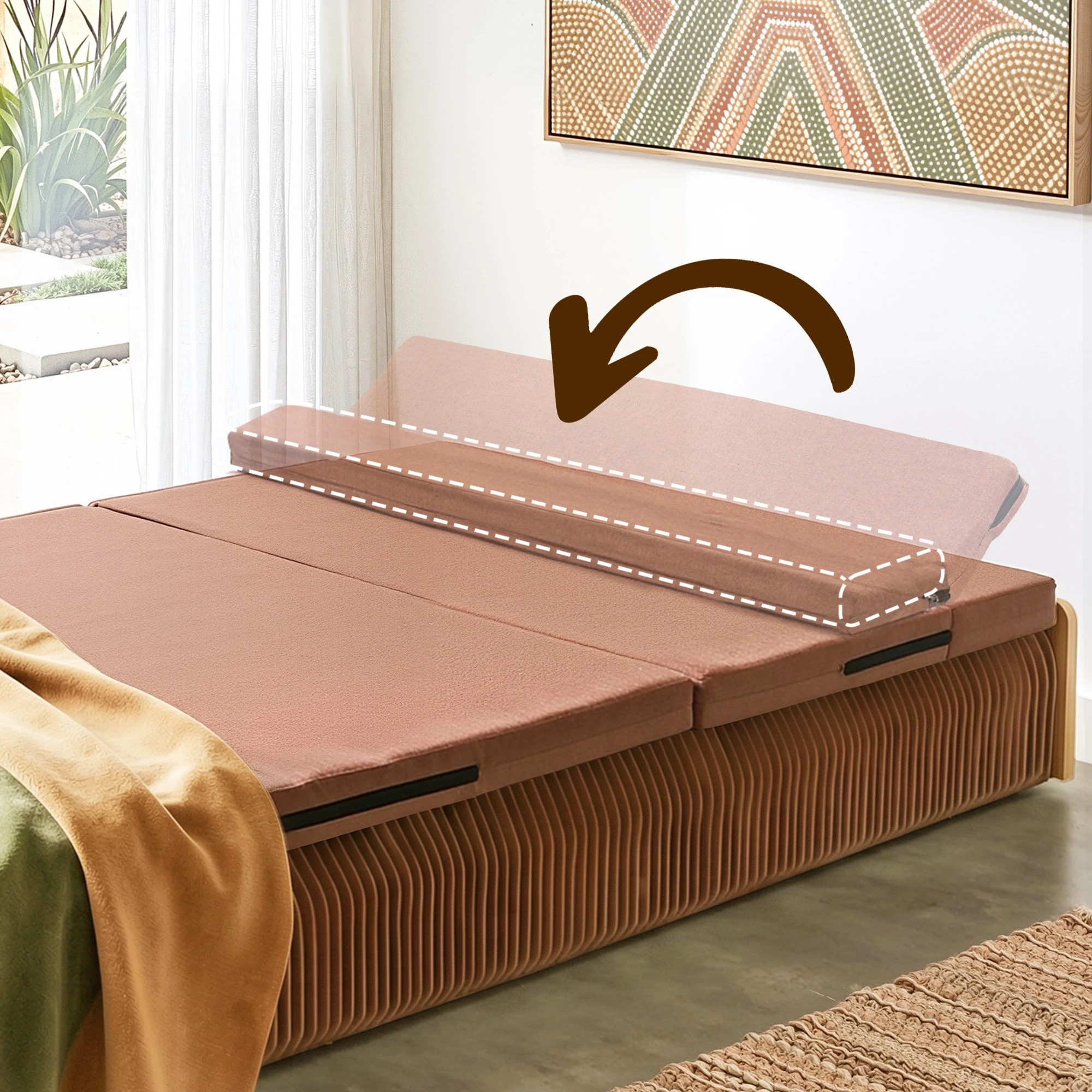 8 Artiss Folding Kraft Paper Bed Frame with Mattress and Pillow 300kg Capacity - Brown, 8 of 9