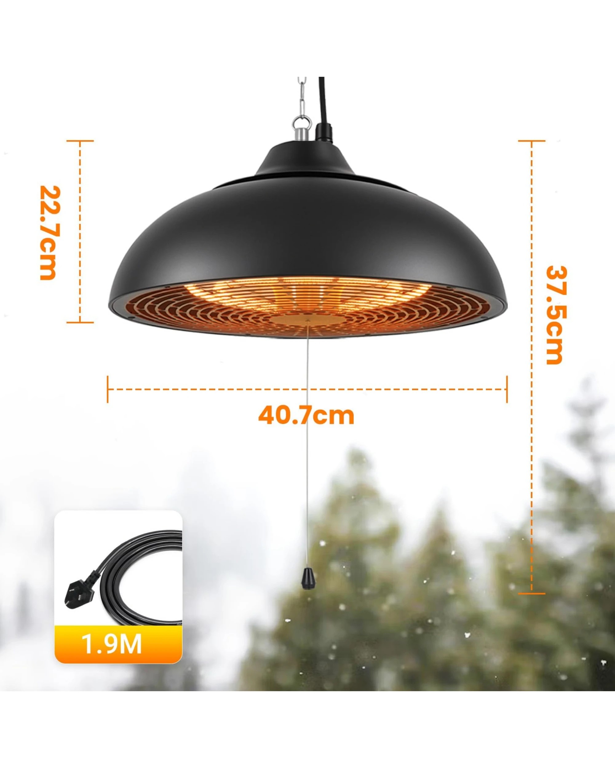 7 Advwin Ceiling Electric Heater Patio Infrared Heater 1500W, 7 of 7