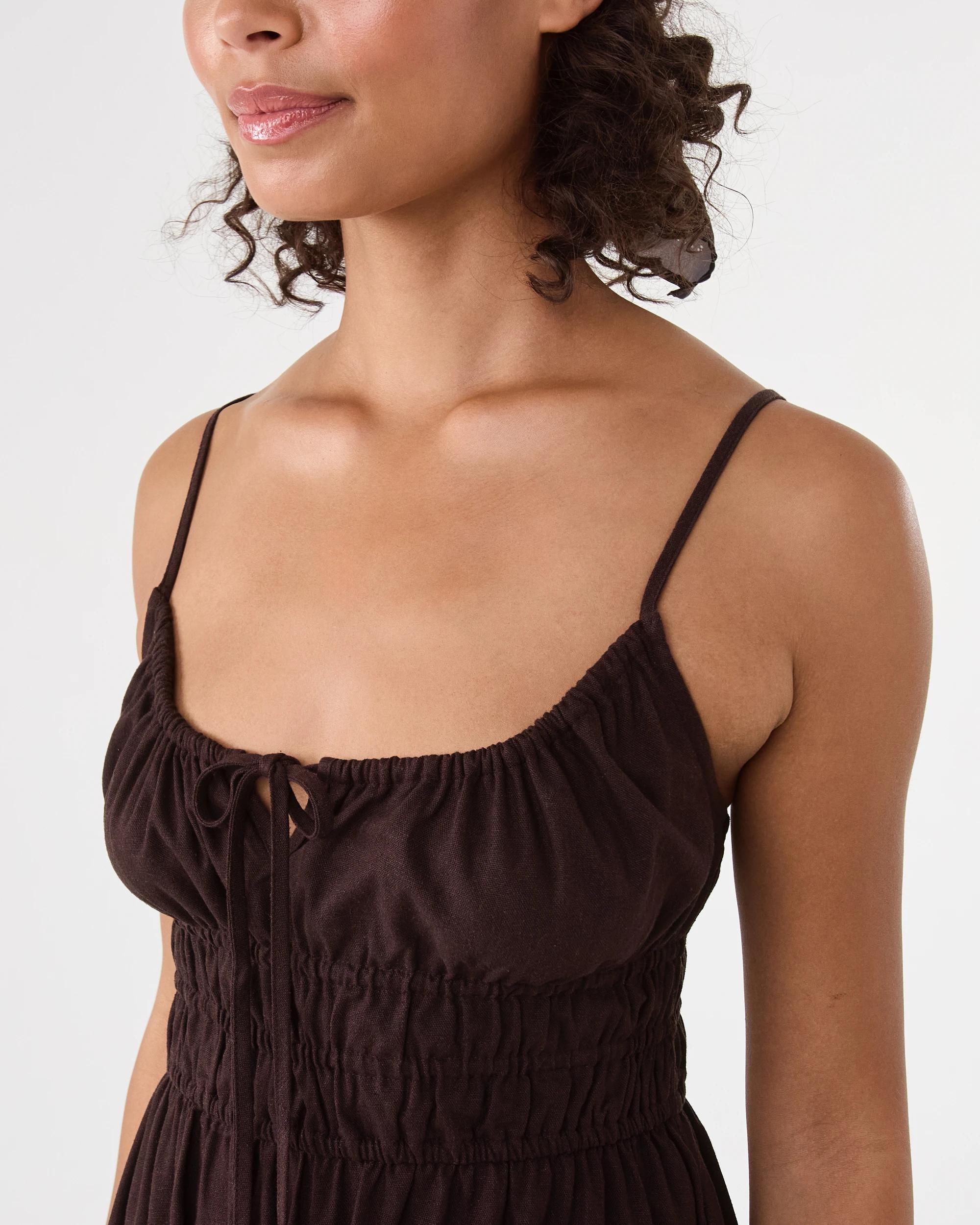 6 Sleeveless Mini Tiered Dress Choc Plum, 6 of 10