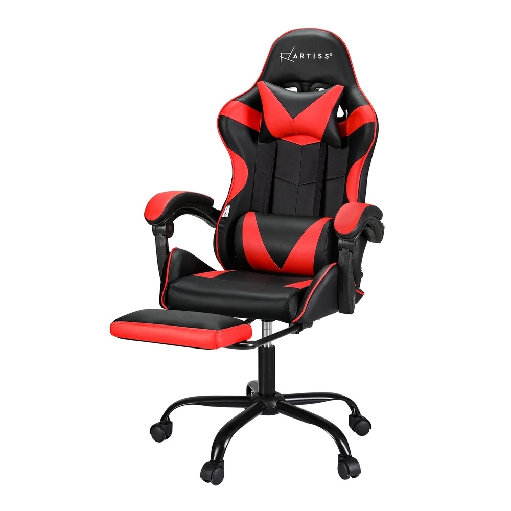 1 Artiss 2 Point Massage Gaming Office Chair Footrest - Multi, 1 of 6