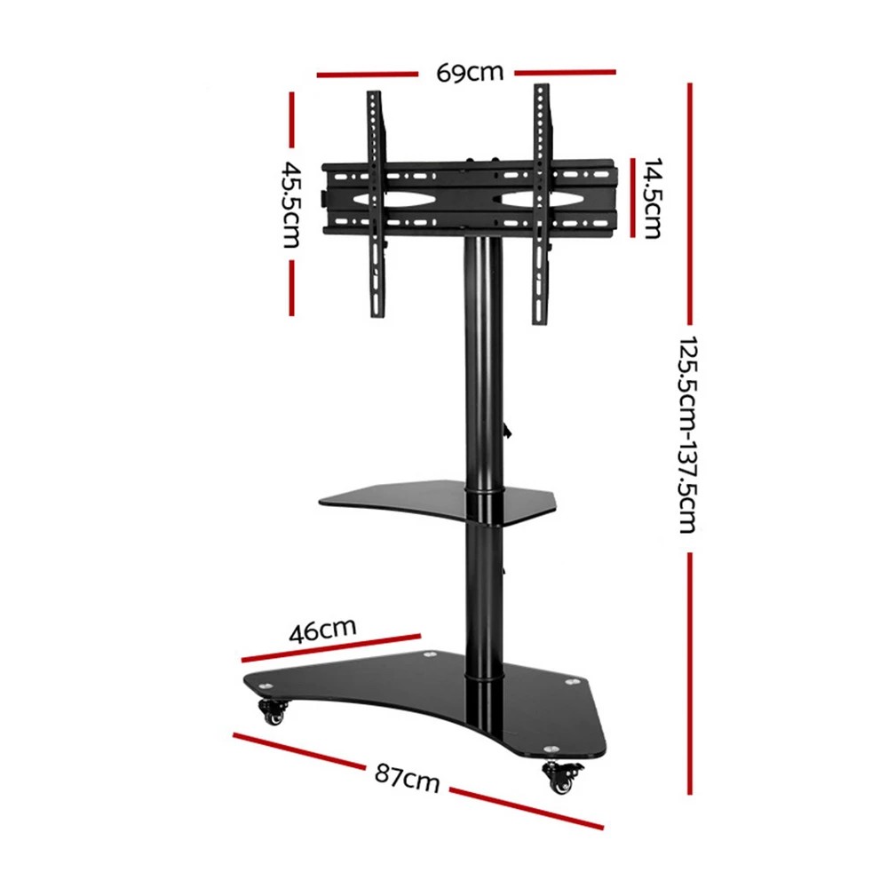 3 Artiss Mobile TV Stand for 32"-70" TVs Mount Bracket Portable Solid Trolley Cart - Black, 3 of 8
