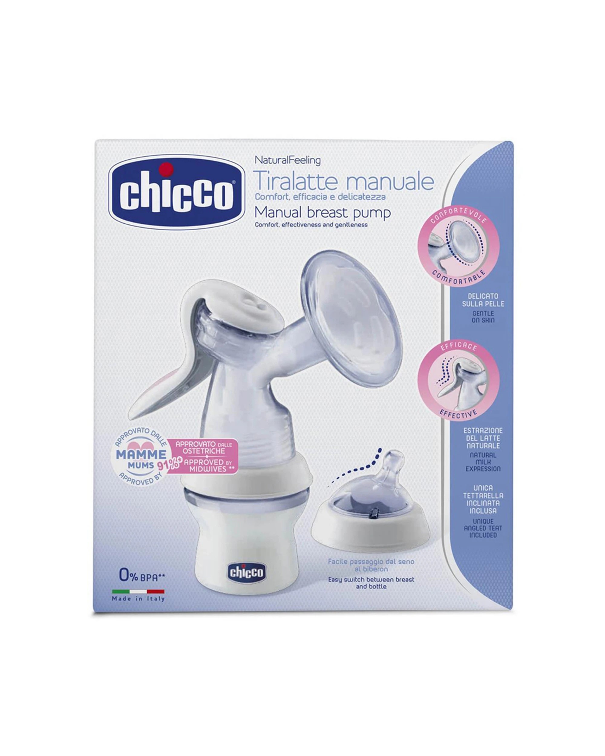 1 Chicco Nursing NaturalFeeling Manual Breast Pump With Teat For Feeding 150ml - Multi, 1 of 2