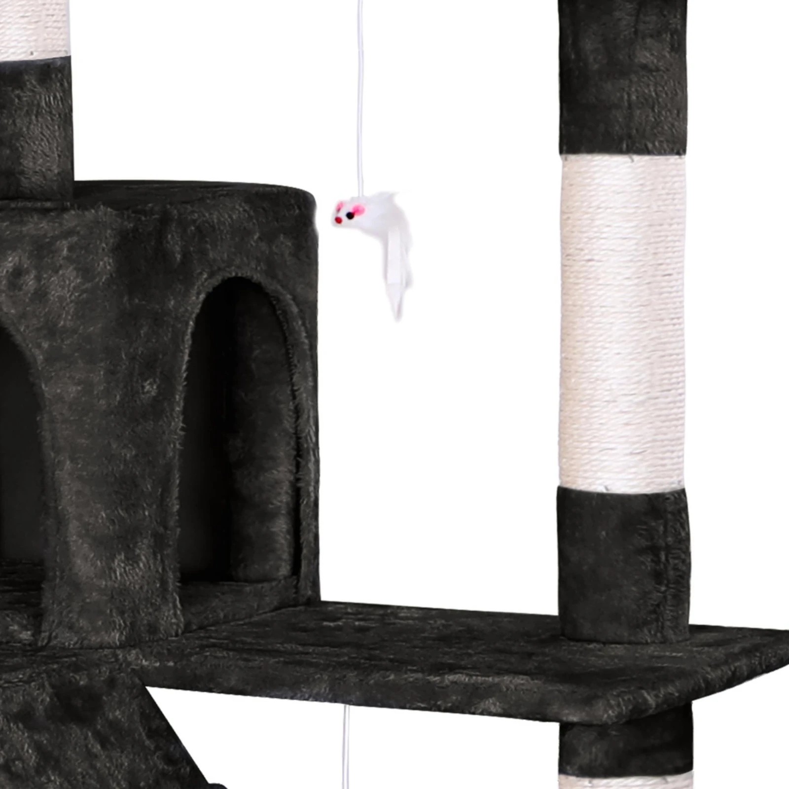 4 Beastie Cat Tree Scratcher Tower Scratching Post Condo House Furniture Wood 180CM - Black, 4 of 6