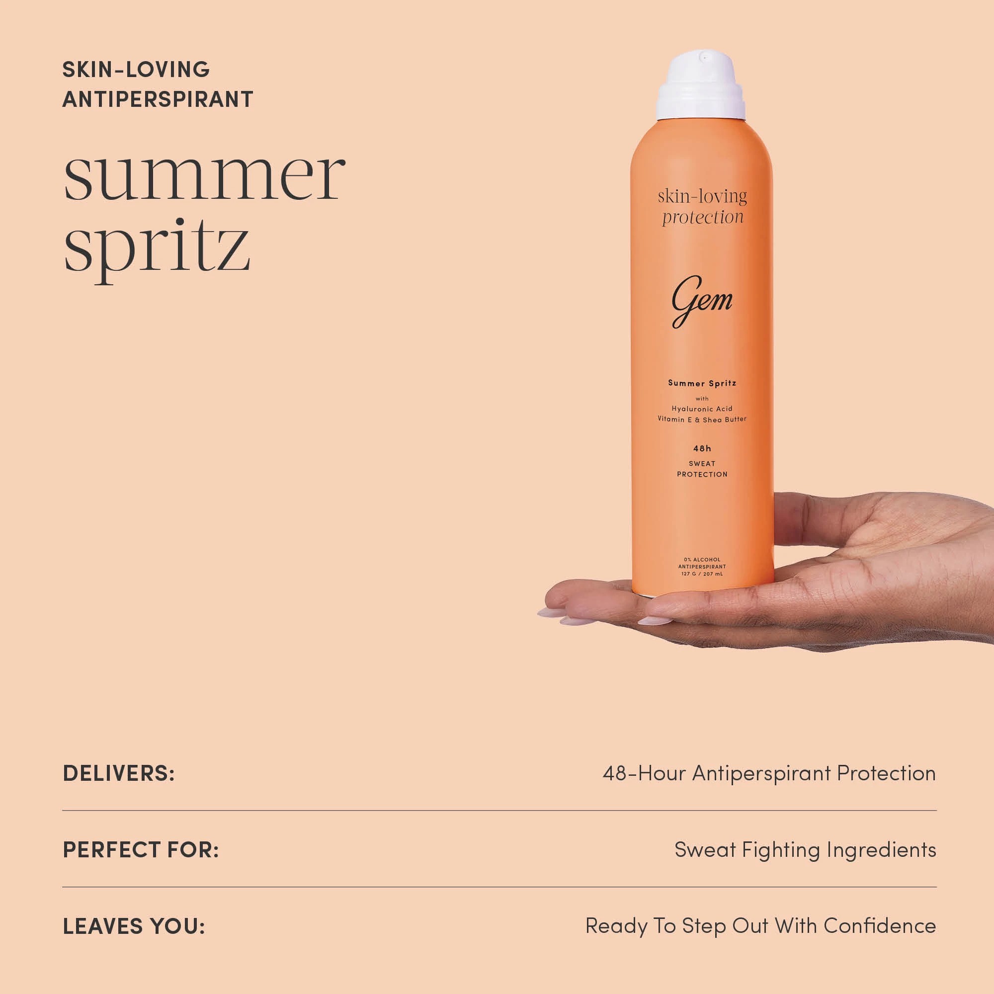 3 Gem Summer Spritz Skin-Loving Deodorant 207ml - Hyaluronic Acid, Vitamin E and Shea Butter, 3 of 6