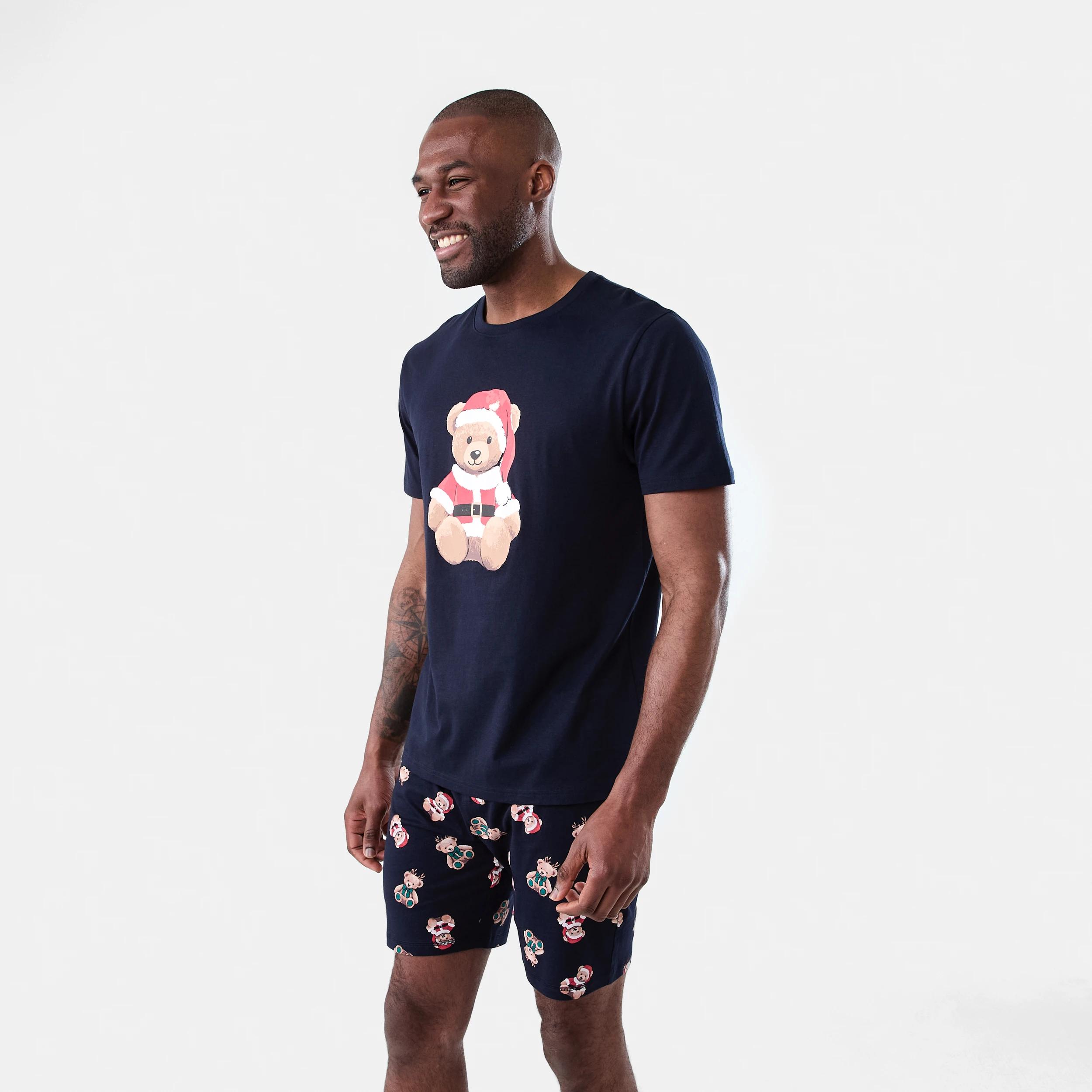 2 Teddy Bear Christmas Knit Shorts Family Matching Pyjama Set XMAS BEAR SKY CAPTAIN, 2 of 7