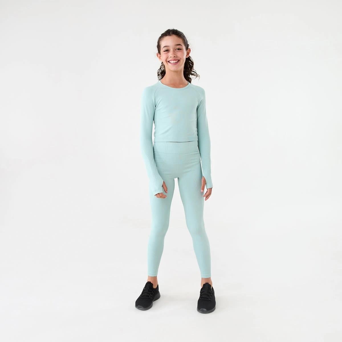4 Active Kids Seamfree Leggings Aqua Grn, 4 of 7