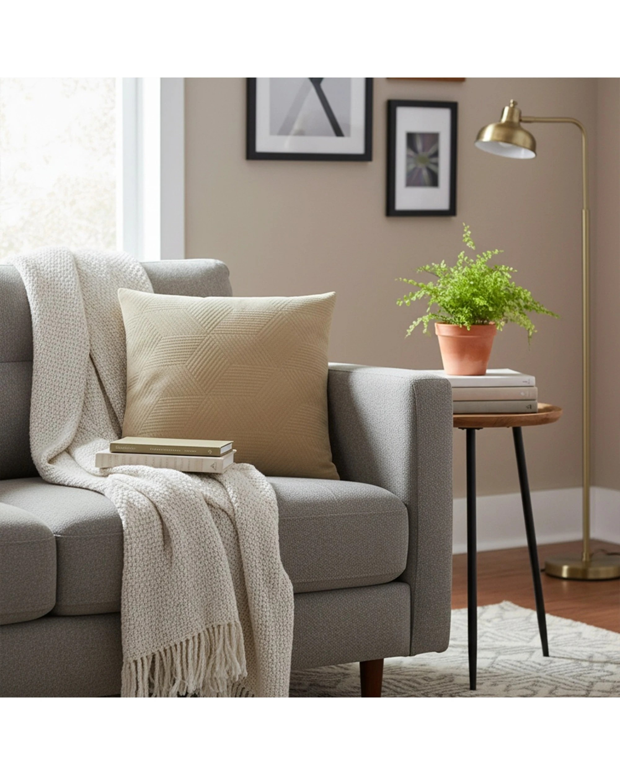 2 Urban Style Decorative Lounge Cushion Throw Pillow Taupe Lines 45x45cm - Beige, 2 of 7