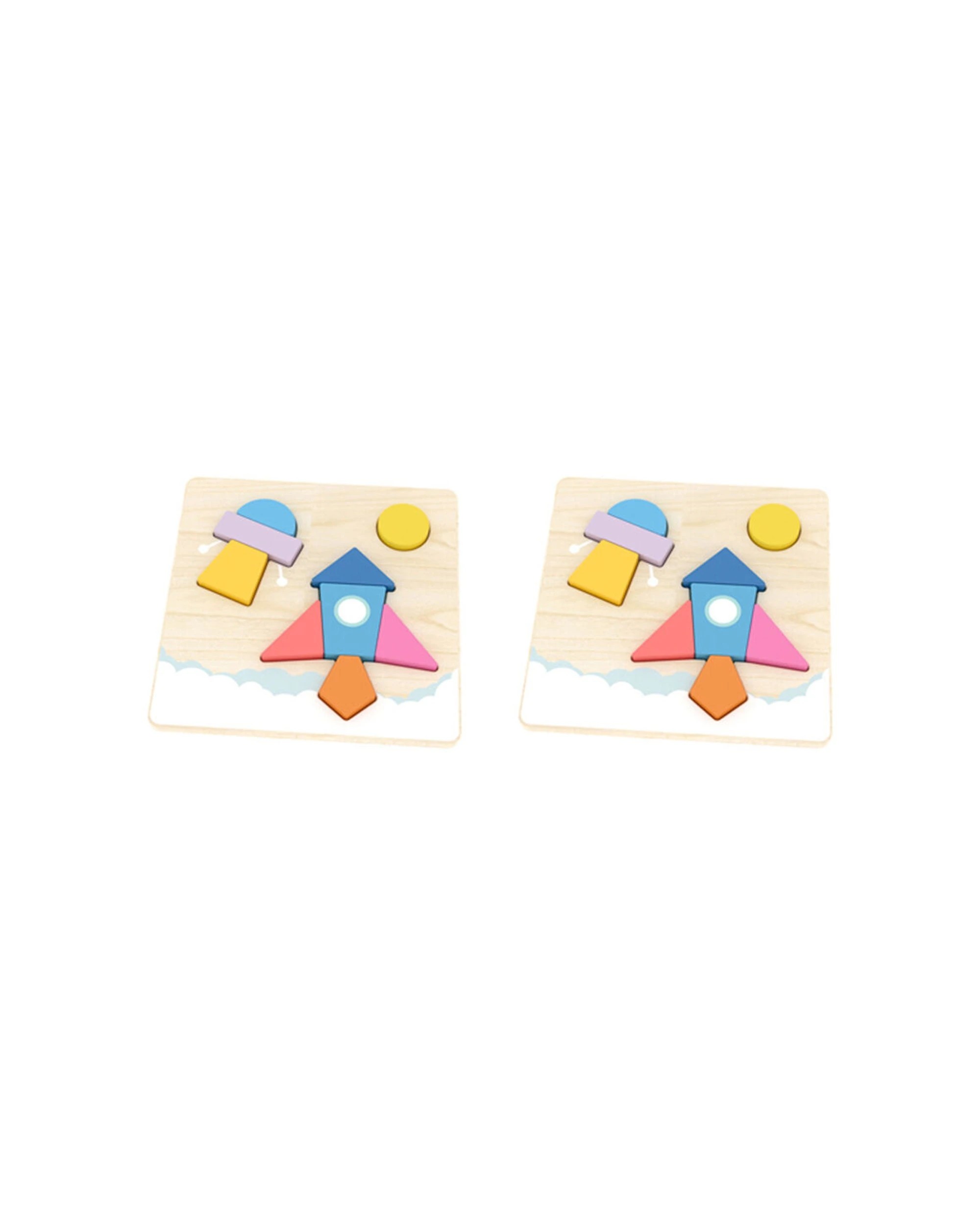1 EDUCARE 2PK Shape Puzzle Colour Recognition Wooden Kids 3 Plus Matching Shapes - Multi, 1 of 3