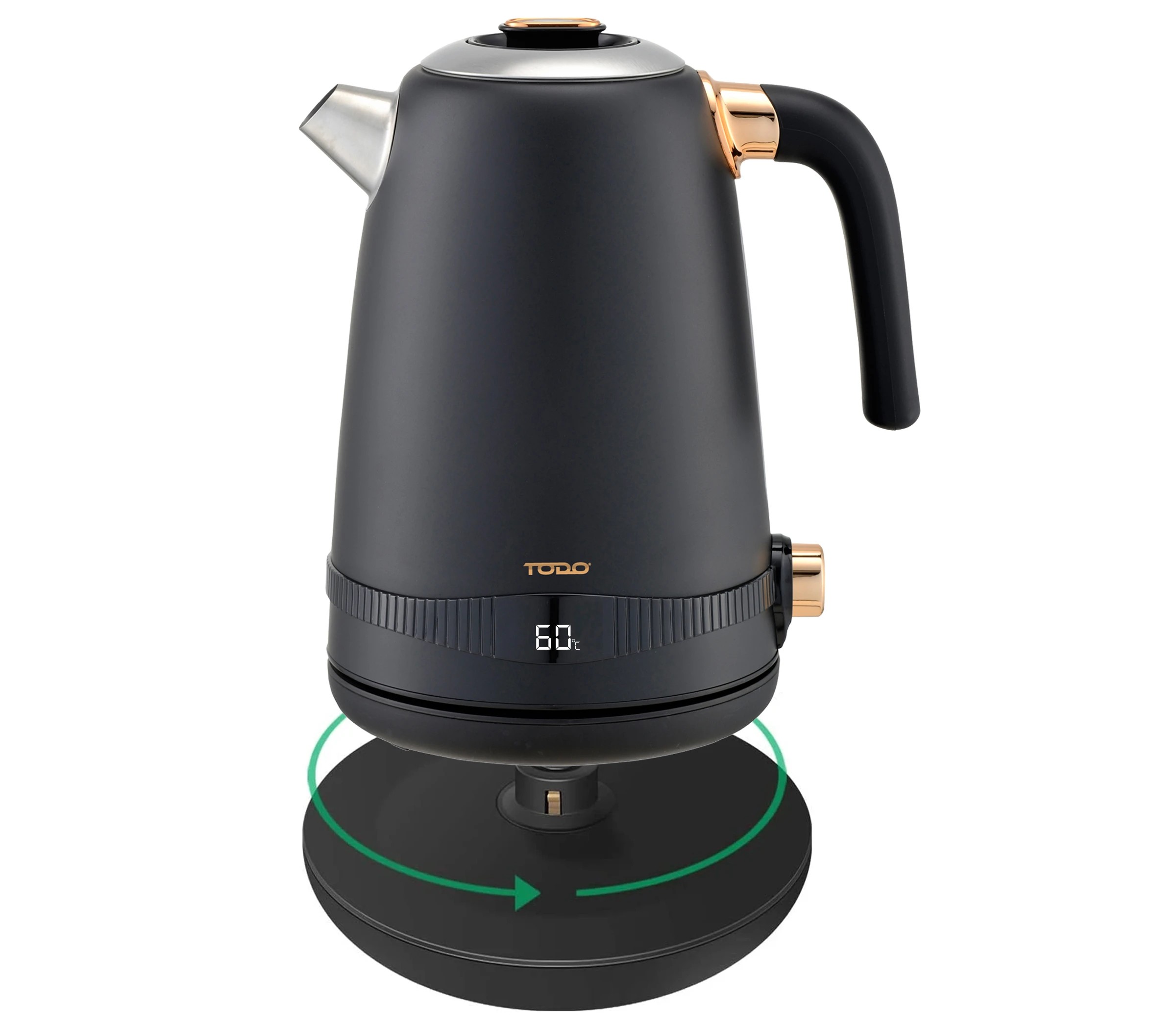 4 TODO 1.7L Stainless Steel Cordless Kettle Keep Warm Electric Led Water Jug - Black, 4 of 6