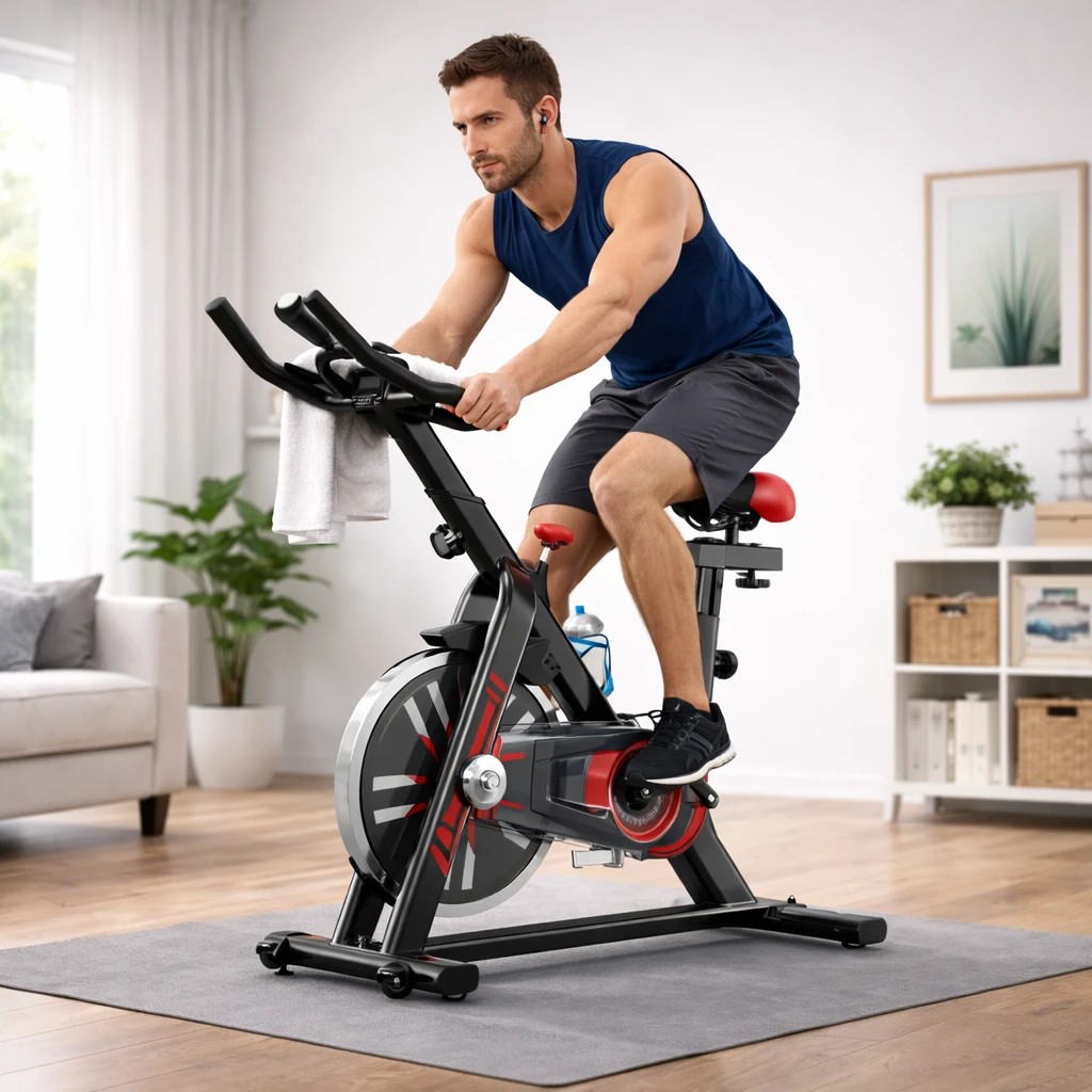 7 Fitness Master Fitness Master Exercise Spin Bike 8kg Flywheel Belt Drive Lcd Monitor Black Home Gym, 7 of 7