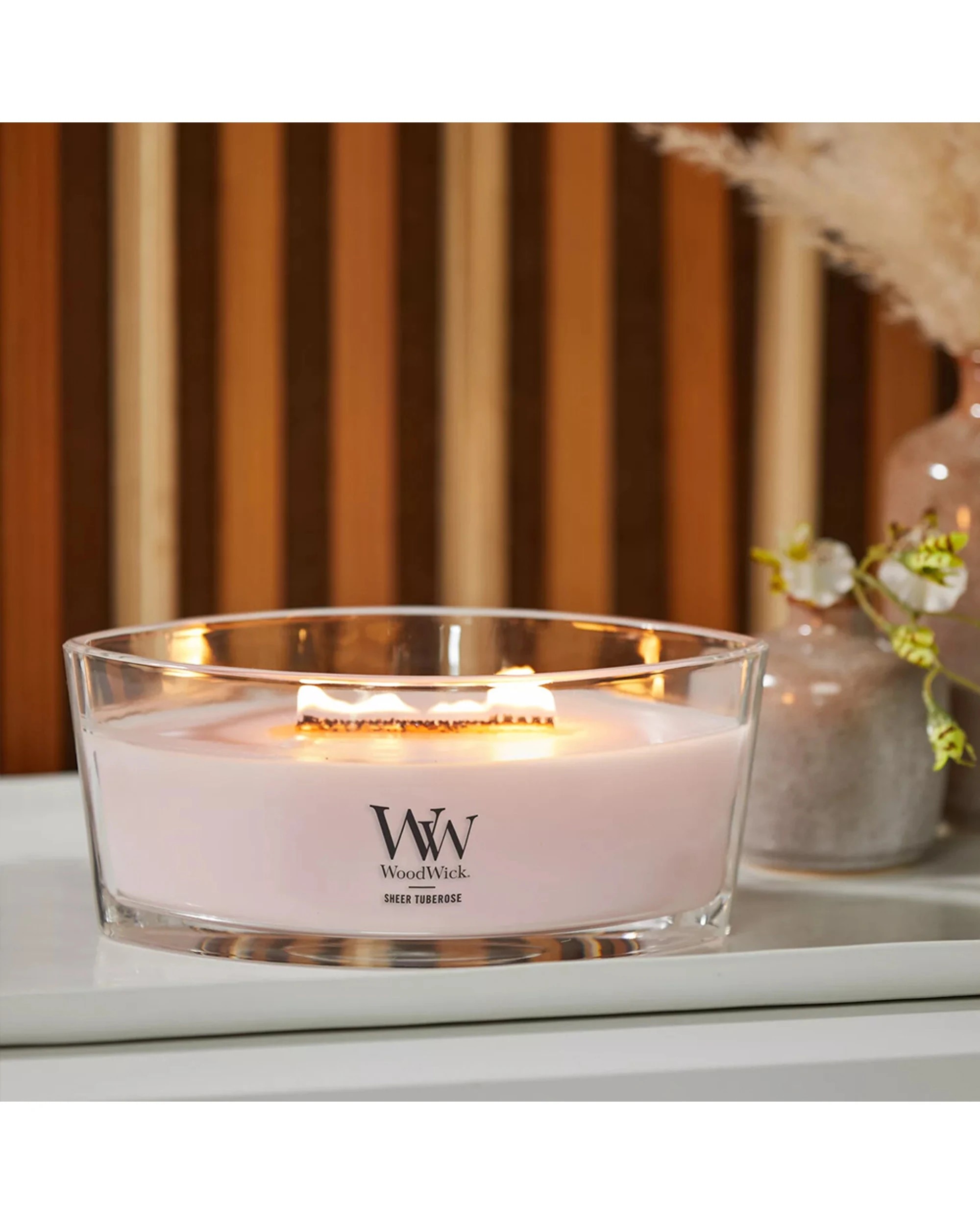 3 Woodwick Scented Soy Wax Candle Sheer Tuberose Scented Home Fragrance Ellipse - Multi, 3 of 3