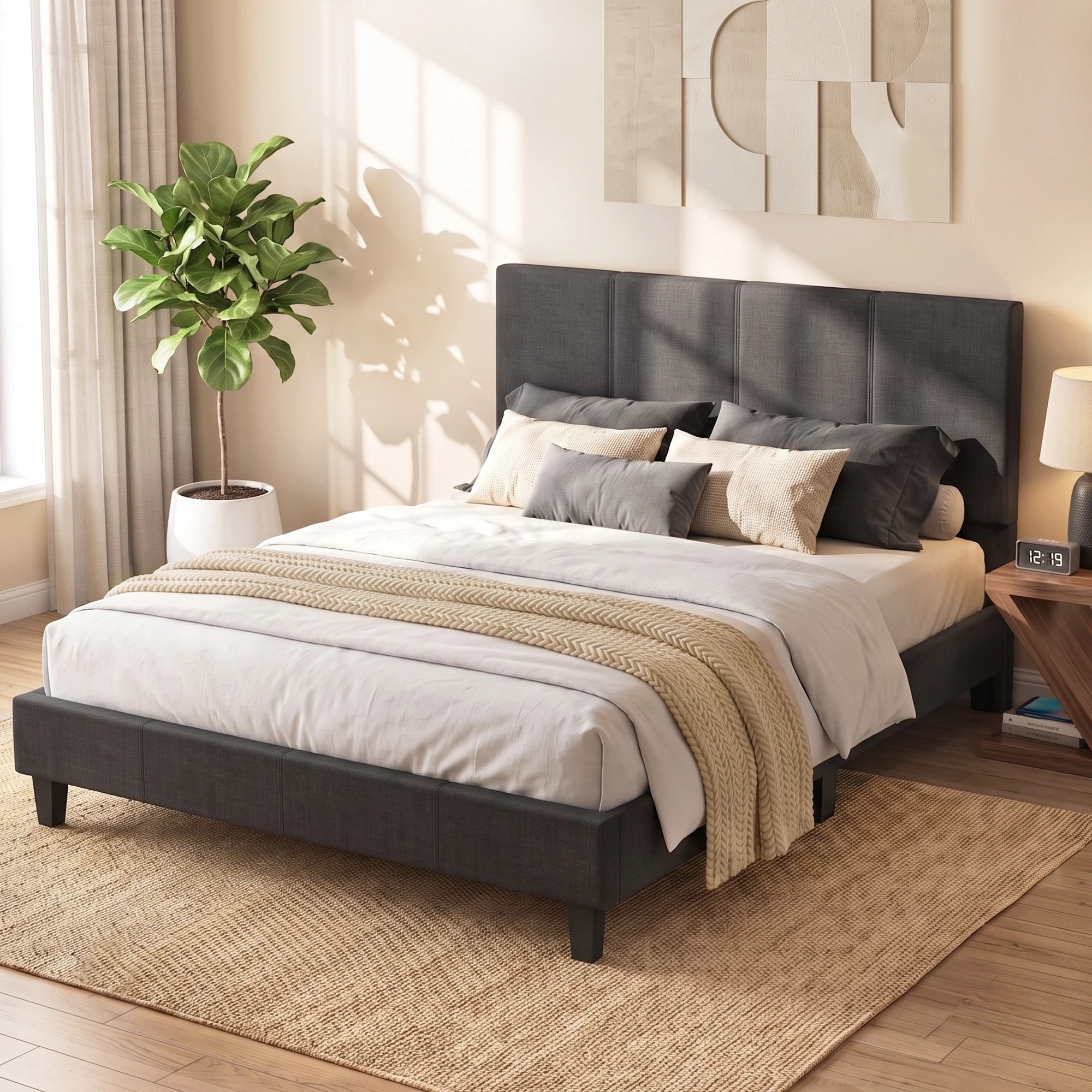 1 Artiss Bed Frame Queen Size NEO - Charcoal, 1 of 7