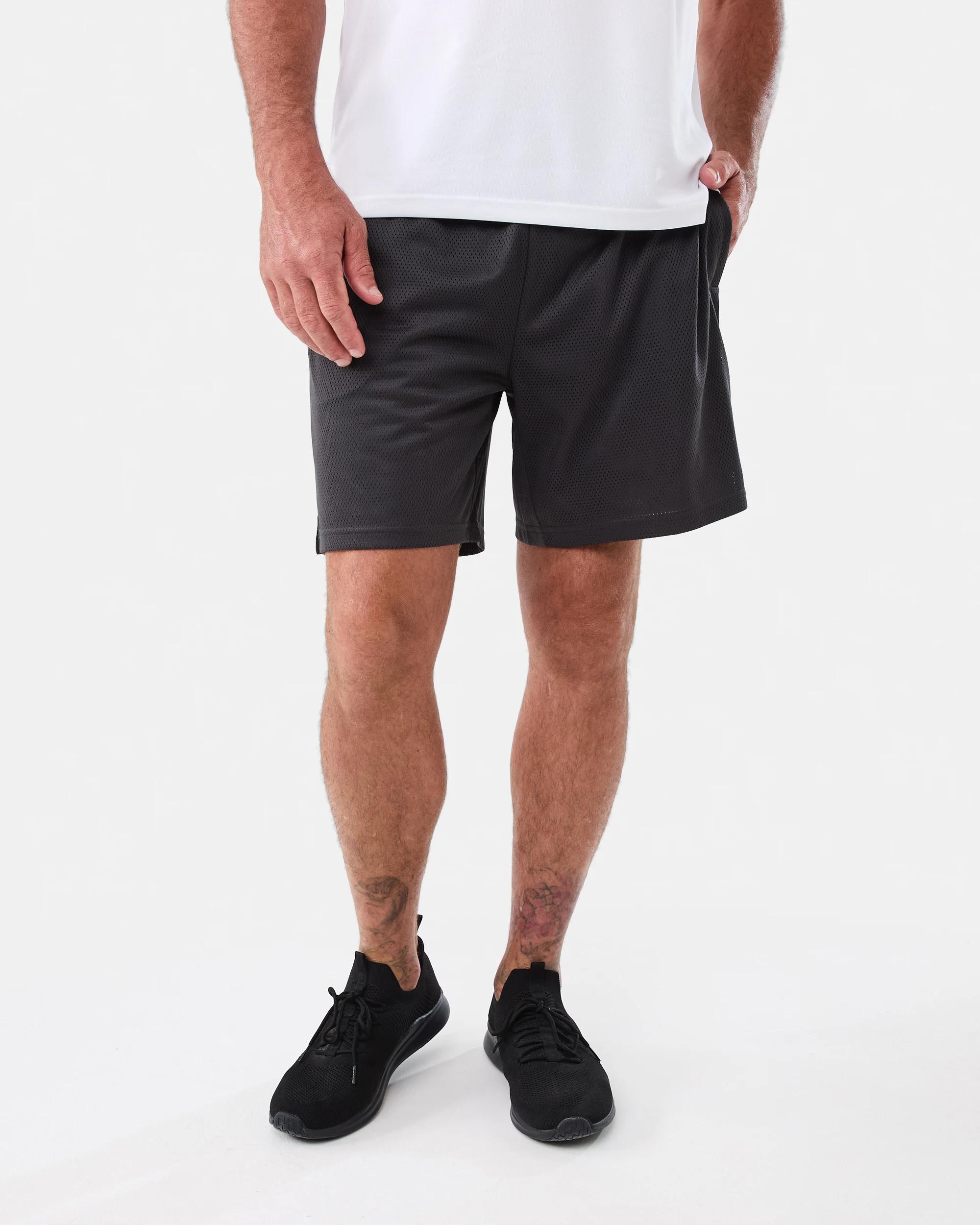 7 Active Mens Performance Mesh Shorts Gry Drkish, 7 of 7