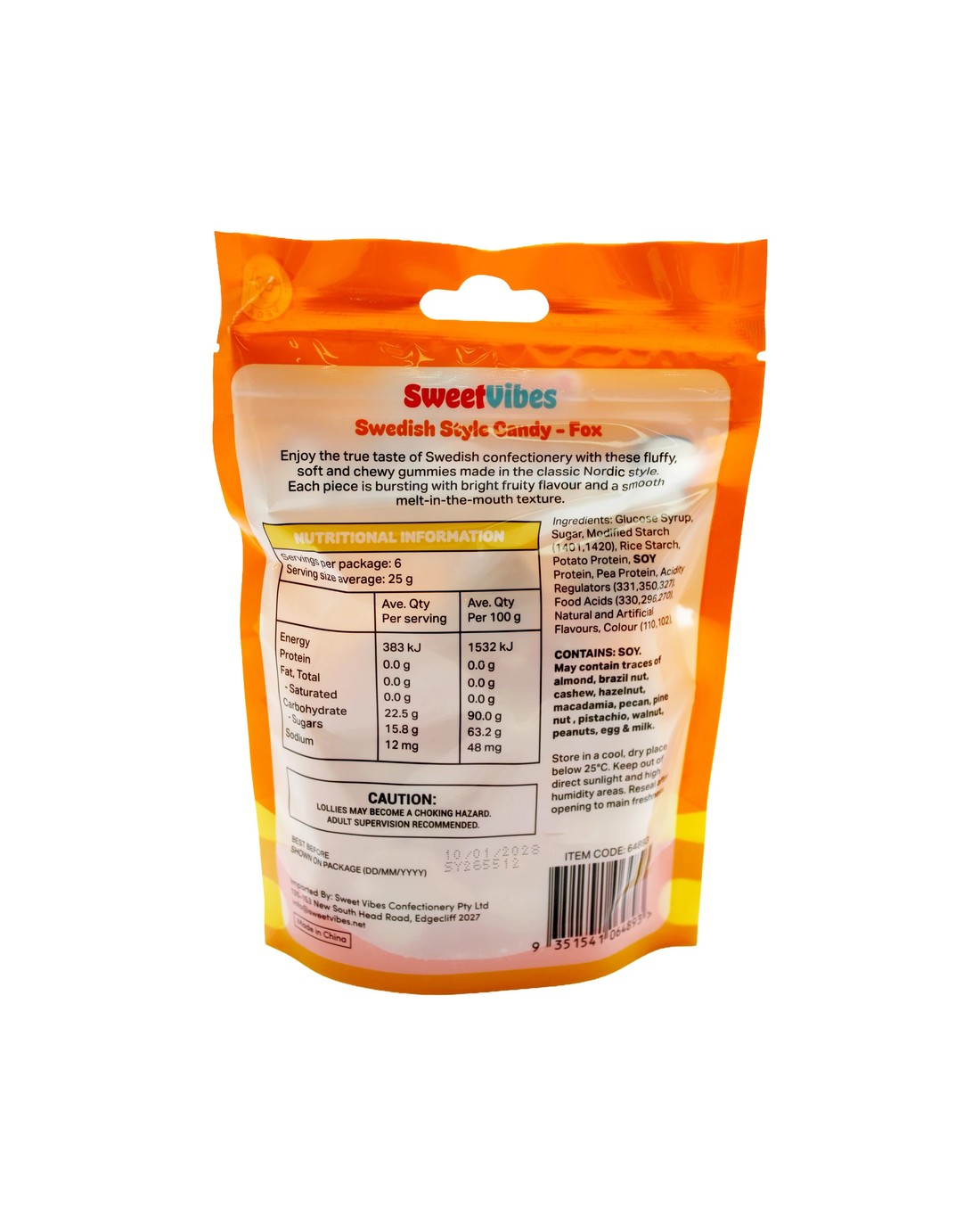 Sweet Vibes Swedish Style Candy Fox Gummies 150g - Mango - Kmart