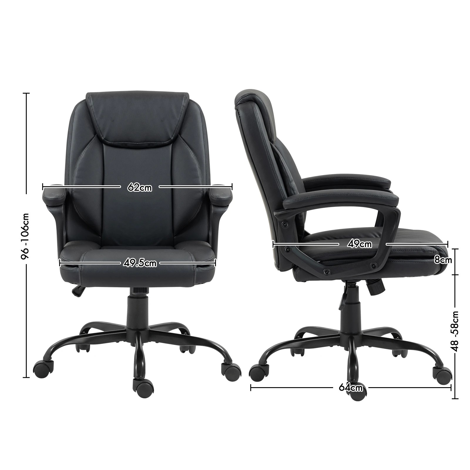 4 NEADER Ergonomic Office Chair Computer Study PU Black, 4 of 9