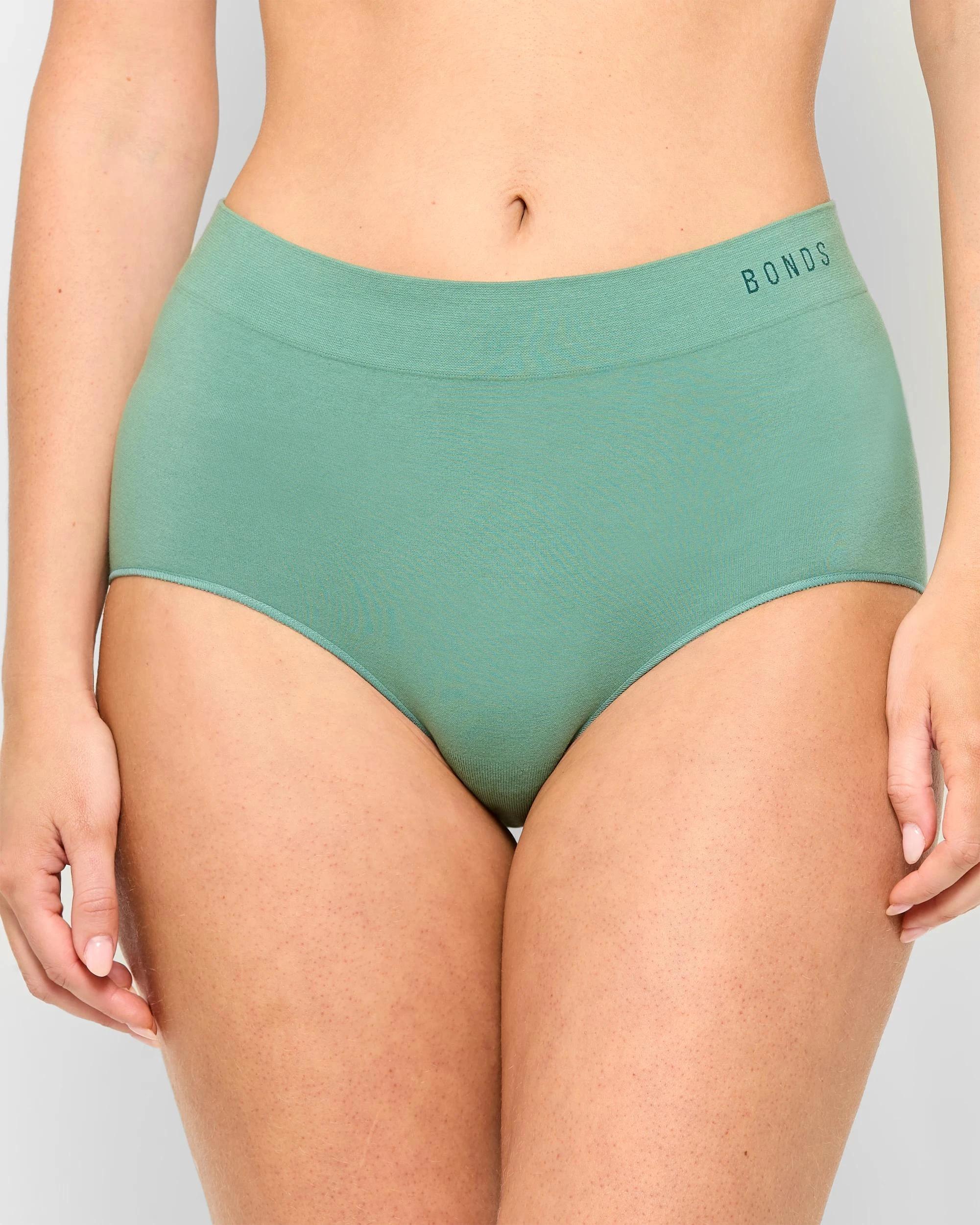 1 Bonds Womens Seamless Full Briefs OZONE GREEN, 1 of 3