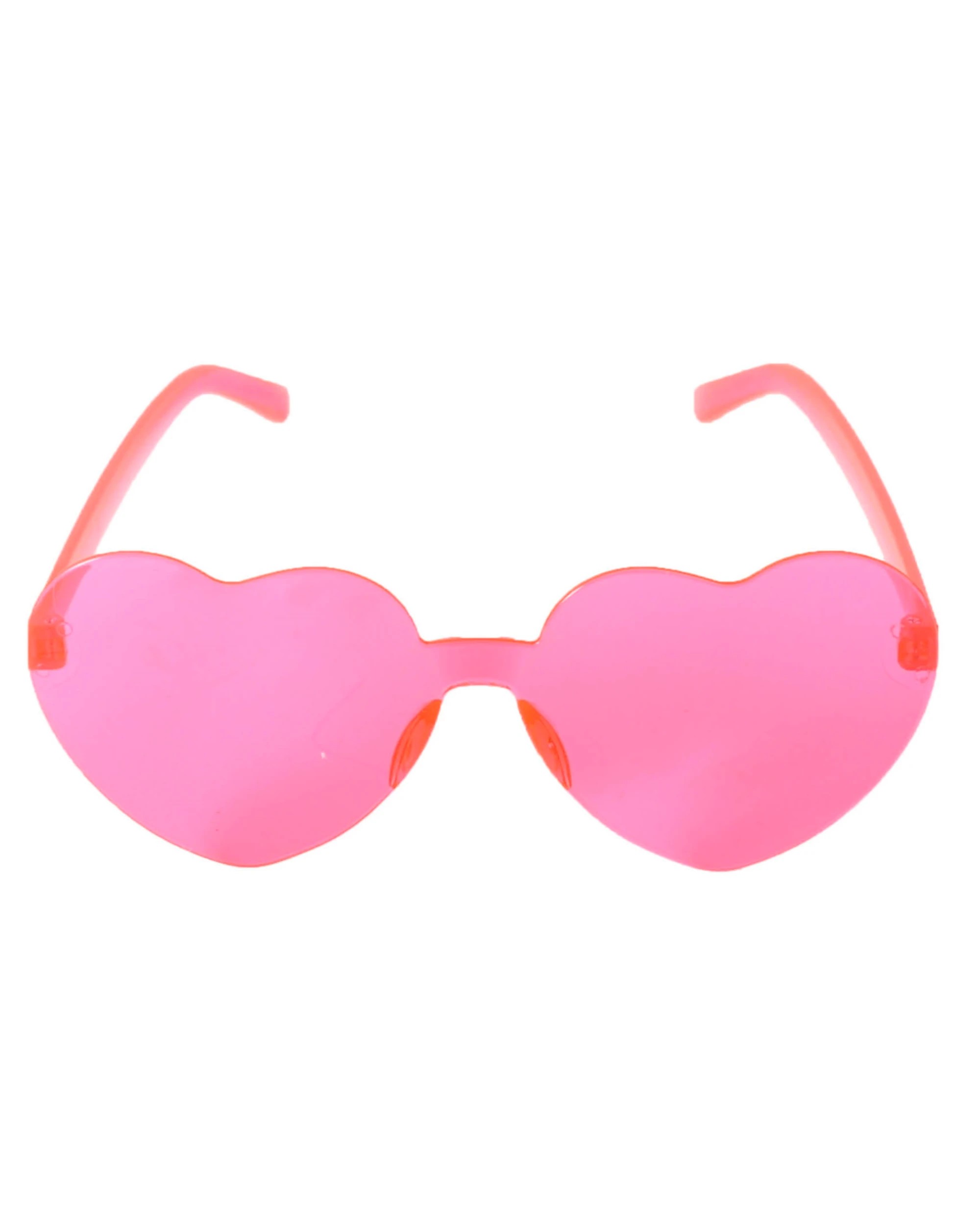 1 Partyrama Pink Perspex Heart Glasses - Pink, 1 of 2