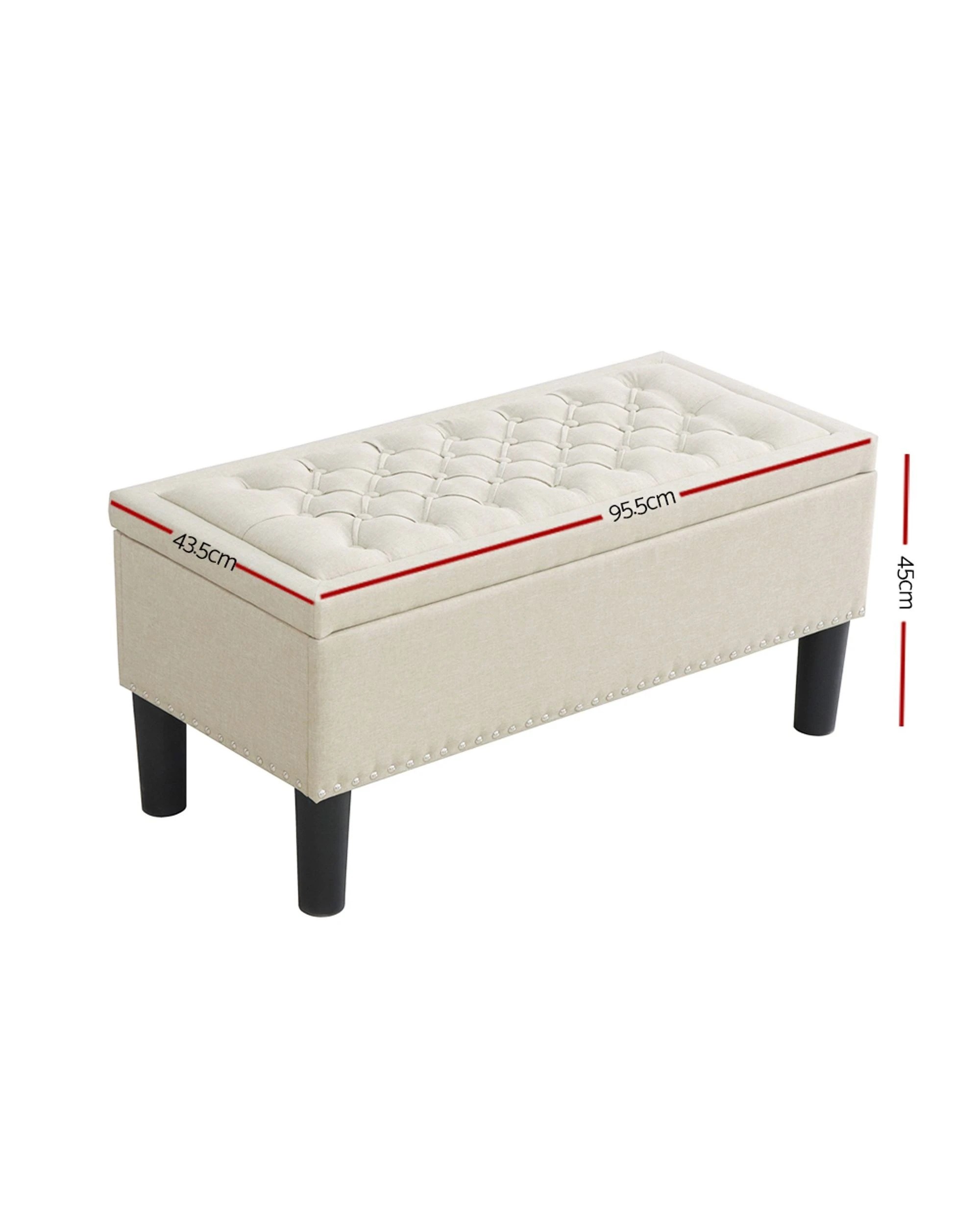 2 Artiss Storage Ottoman Blanket Box 96cm Linen Taupe
 - Grey, 2 of 3