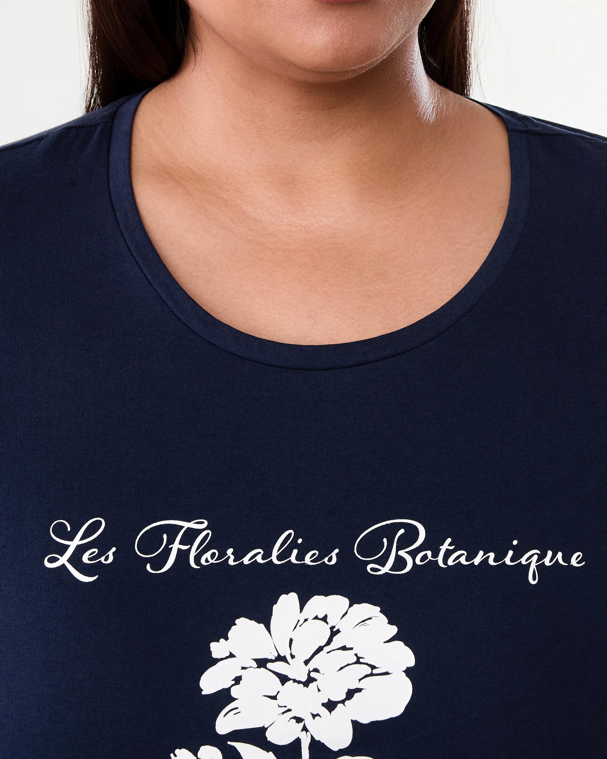 5 Curve Short Sleeve Basic Print T-shirt Navy Flrl, 5 of 6