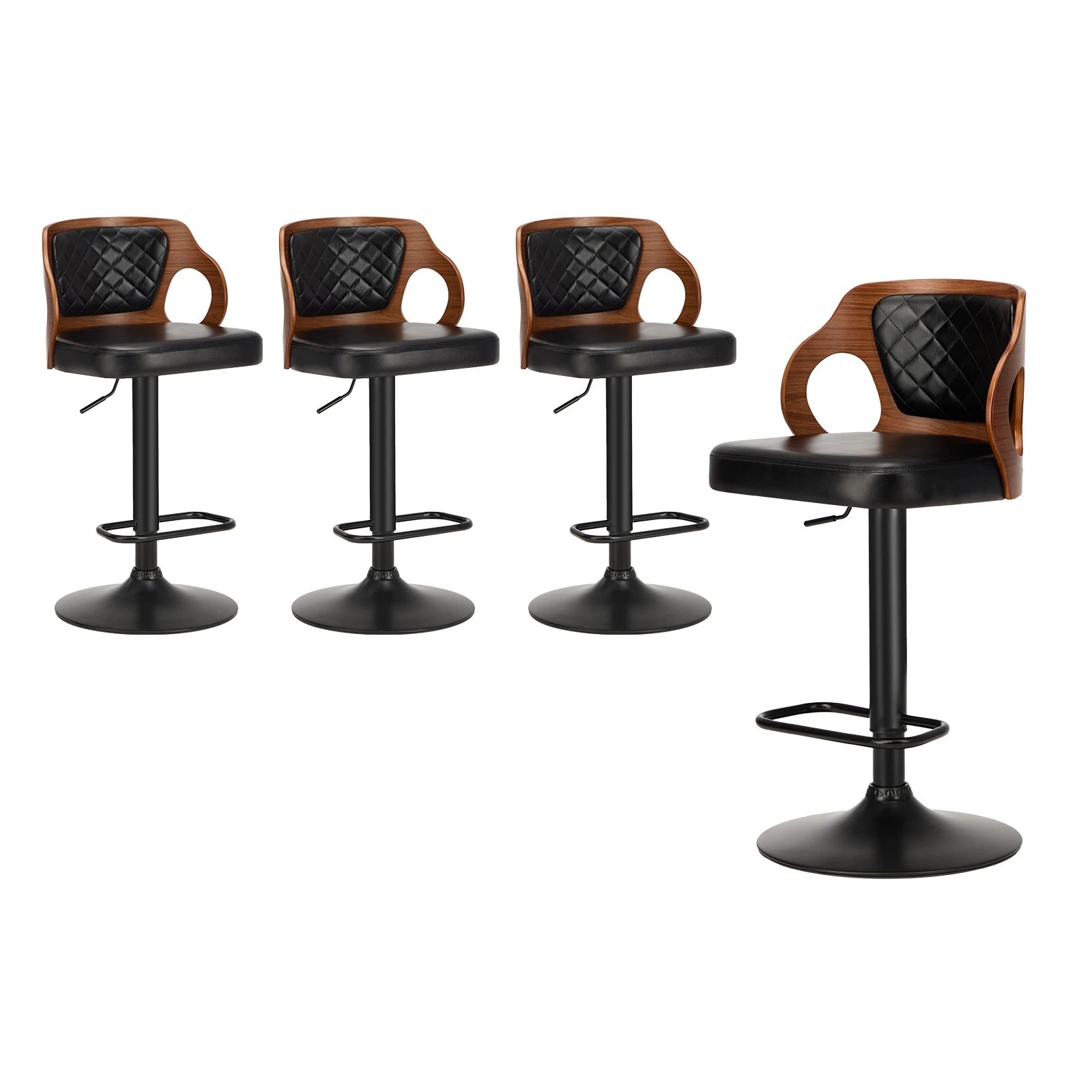 1 Oikiture 4x Bar Stools Gas Lift - Black, 1 of 9