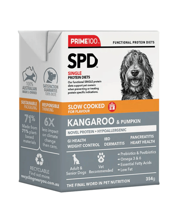 Prime100 Spd Single Protein Diets Slow Cooked Kangaroo & Pumpkin Wet Dog Food 354 Gm 1 Pack