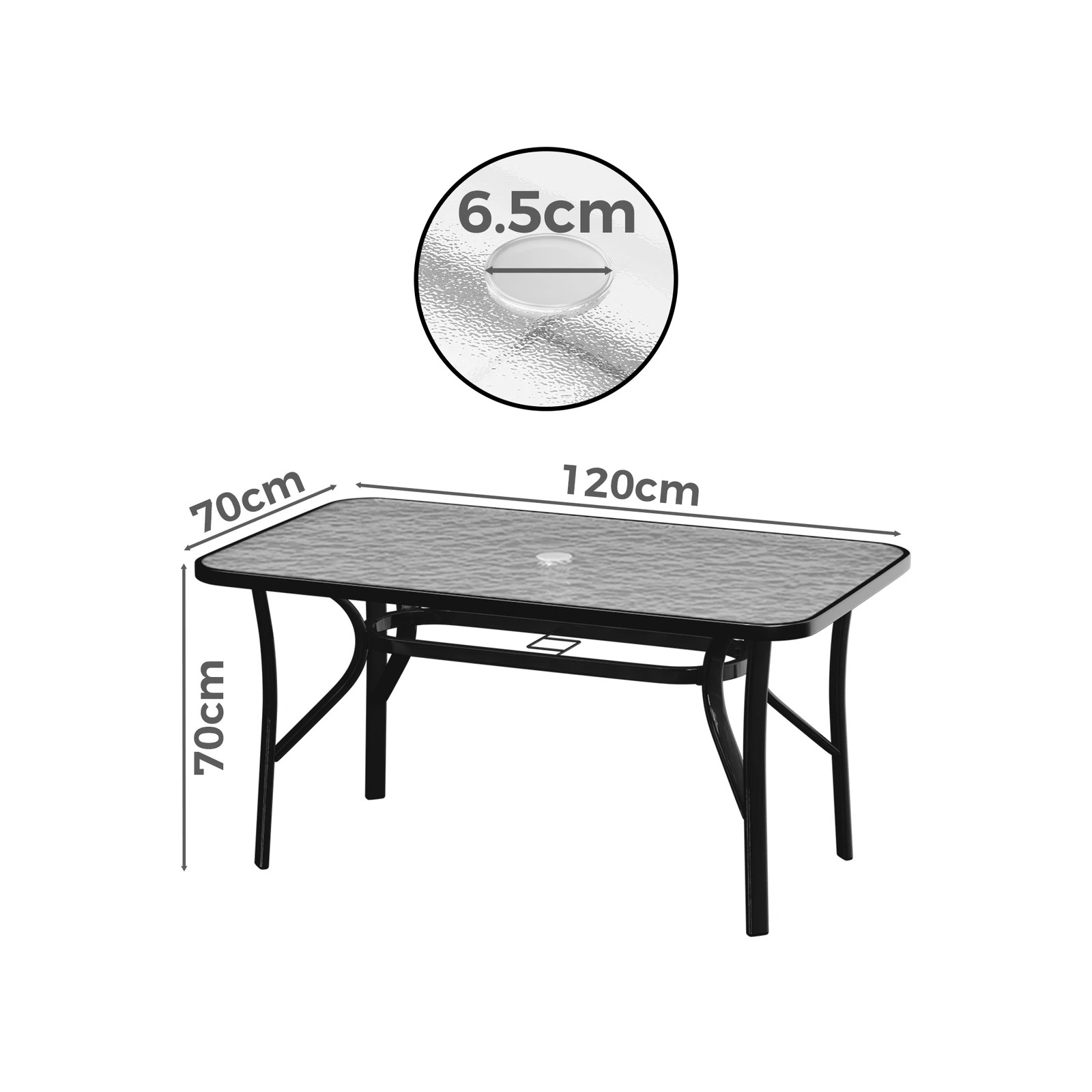 5 Alfordson Outdoor Furniture Patio Dining Table Garden 120CM X 70CM Glass - Black, 5 of 9