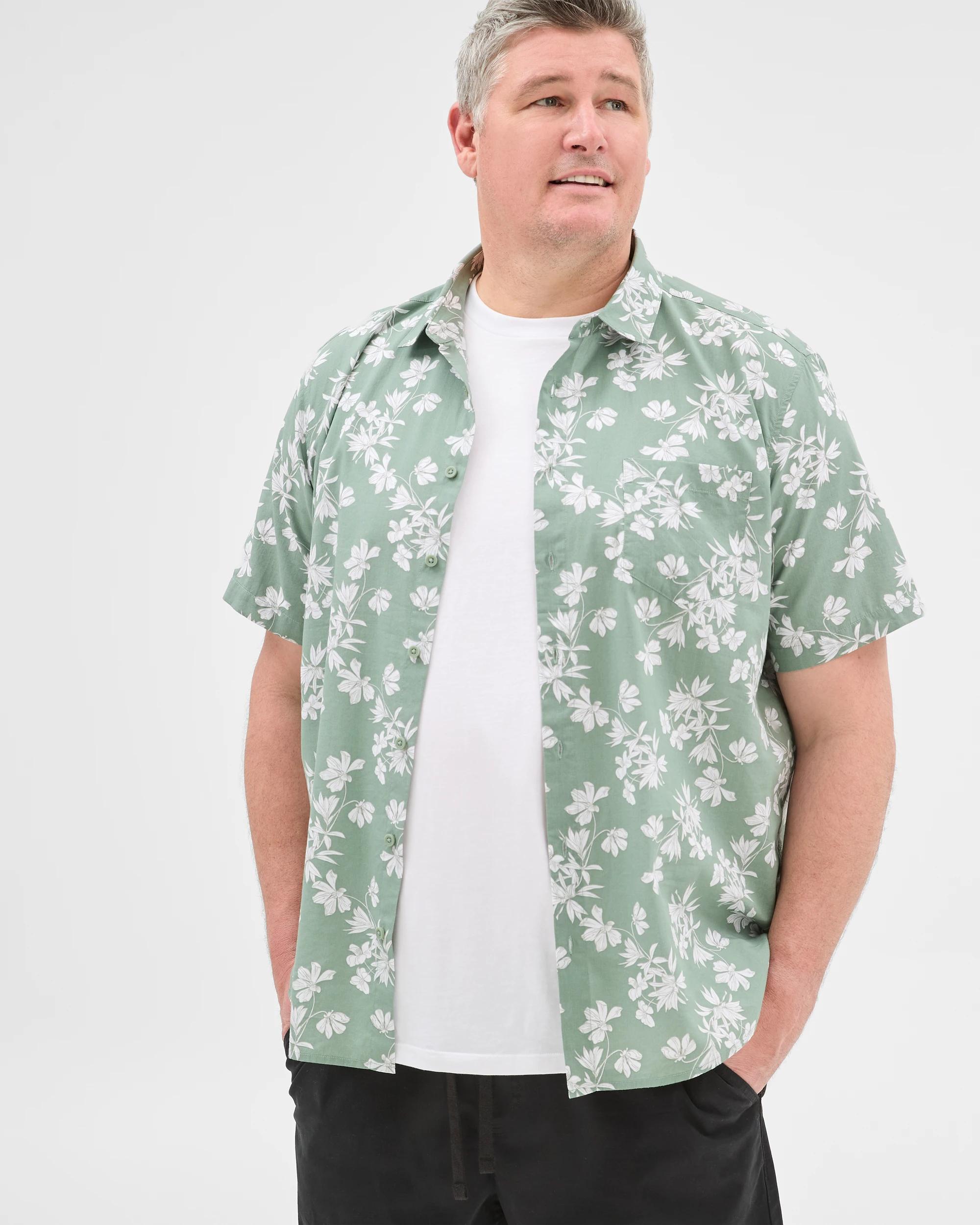 1 Target Plus Size Australian Cotton Blend Print Shirt SEA SPRAY, 1 of 6