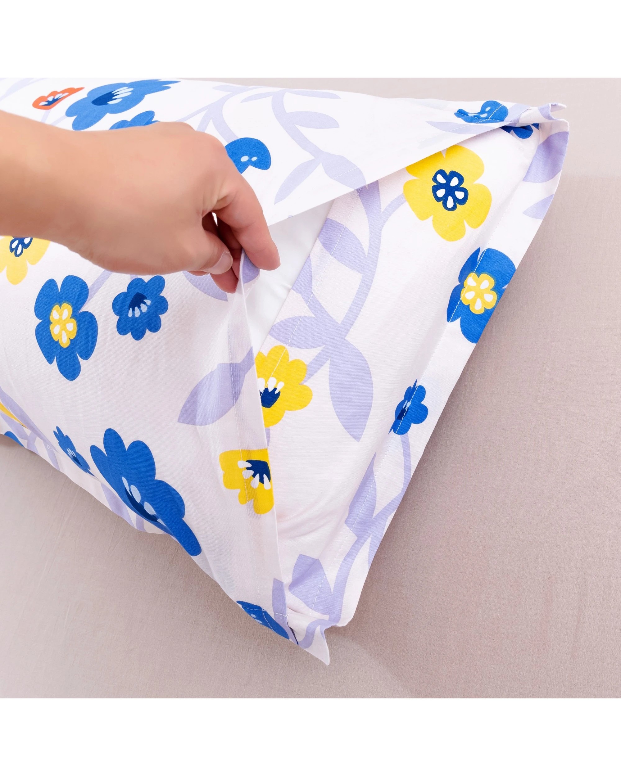 3 Dreamaker Summer 100% Cotton Quilt Cover Set - Queen Bed - Floral Blue, 3 of 7